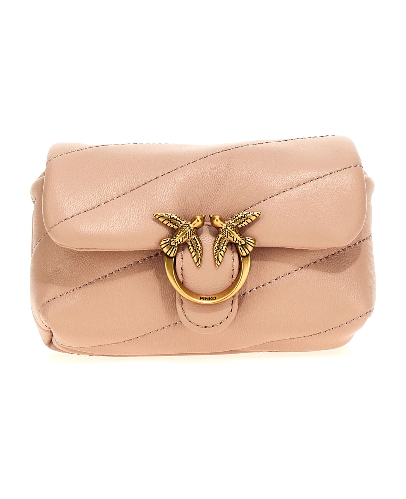 Pinko 'love Micro Puff' Crossbody Bag - Cipria-antique gold