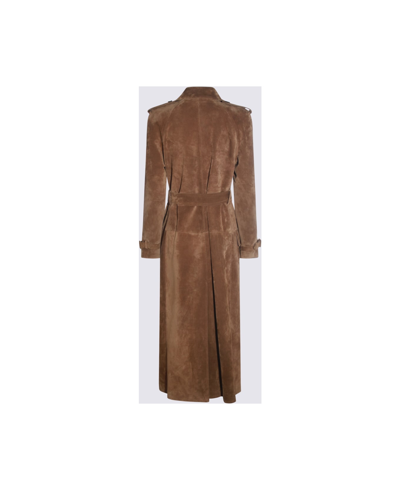 Saint Laurent Brown Leather Trench Coat