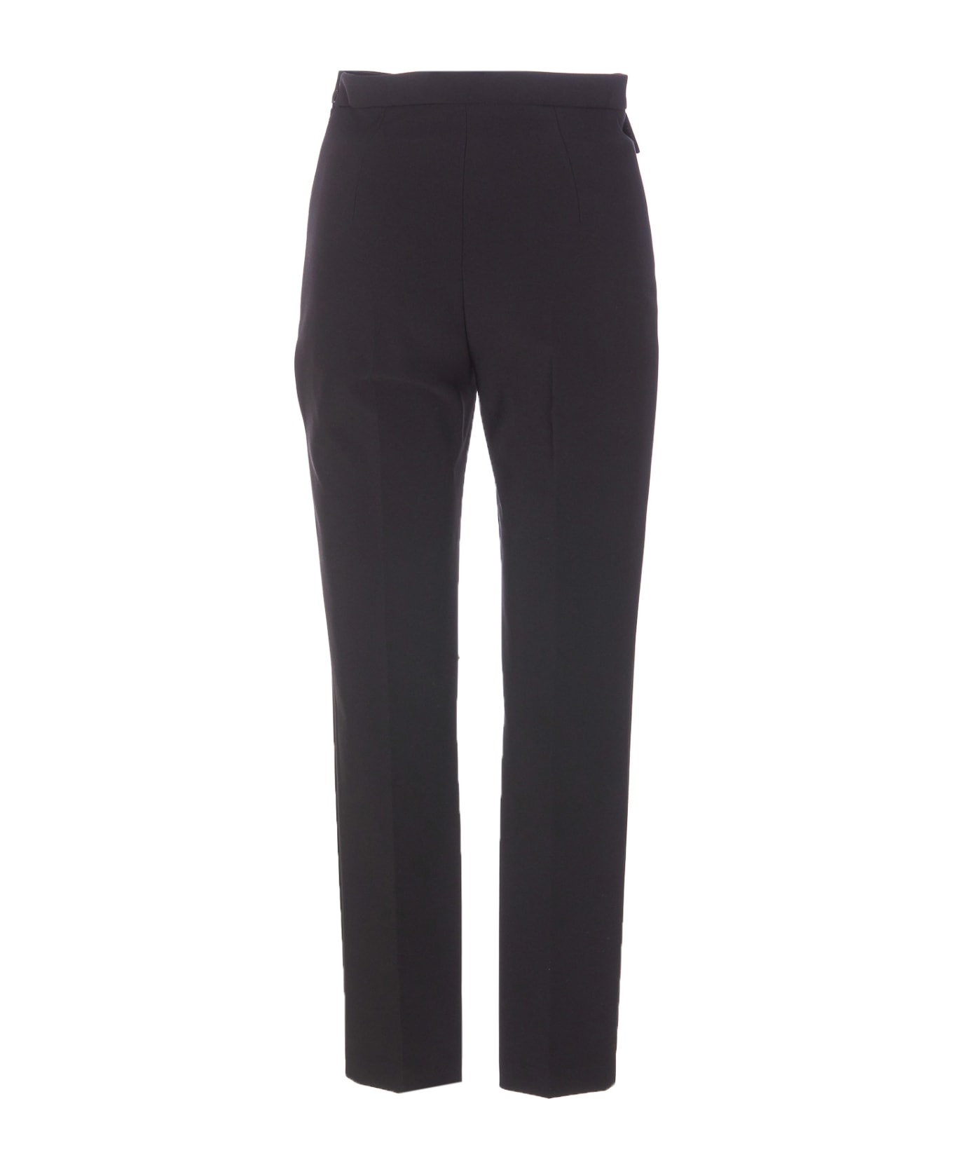 Elisabetta Franchi Straight Pants With Logo Rivet - Black