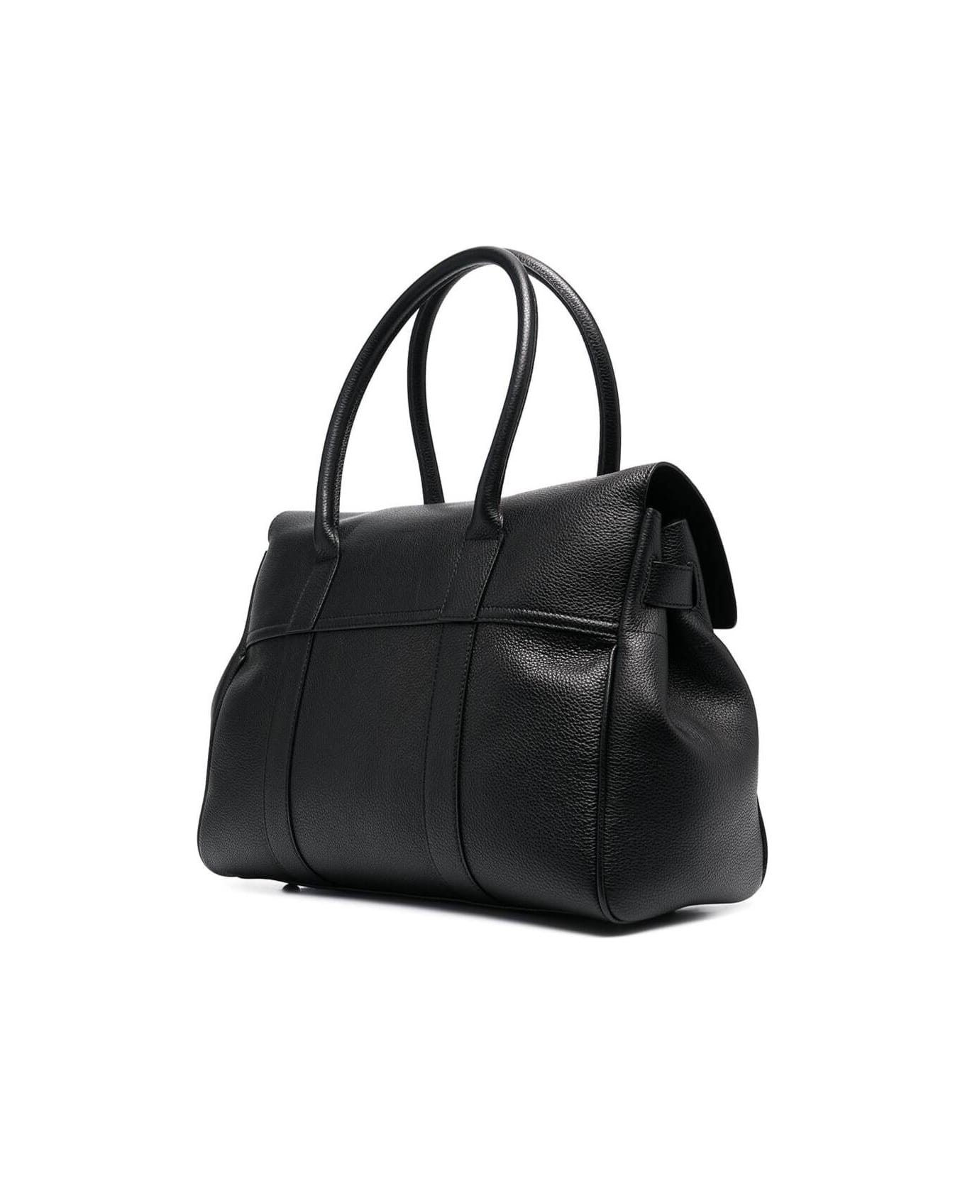 Mulberry 'bayswater' Black Handbag With Twist-lock Fastening In Grainy Leather Woman - Black トートバッグ