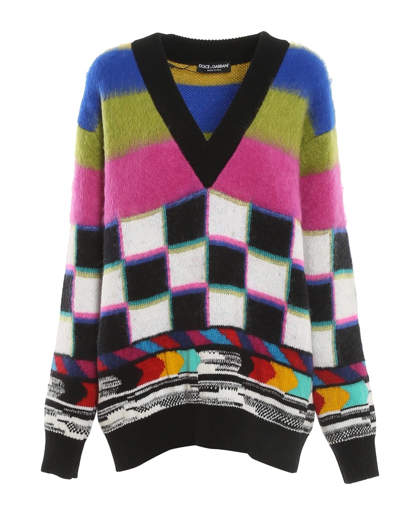 Dolce shorts & Gabbana Color Block Long Sweater - Black