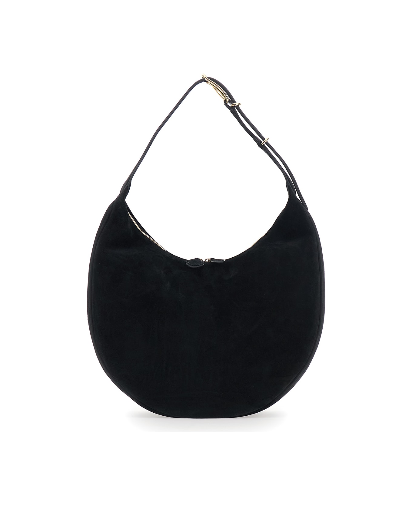 Little Liffner Black Shoulder Bag With Top Handle In Suede Woman - Black