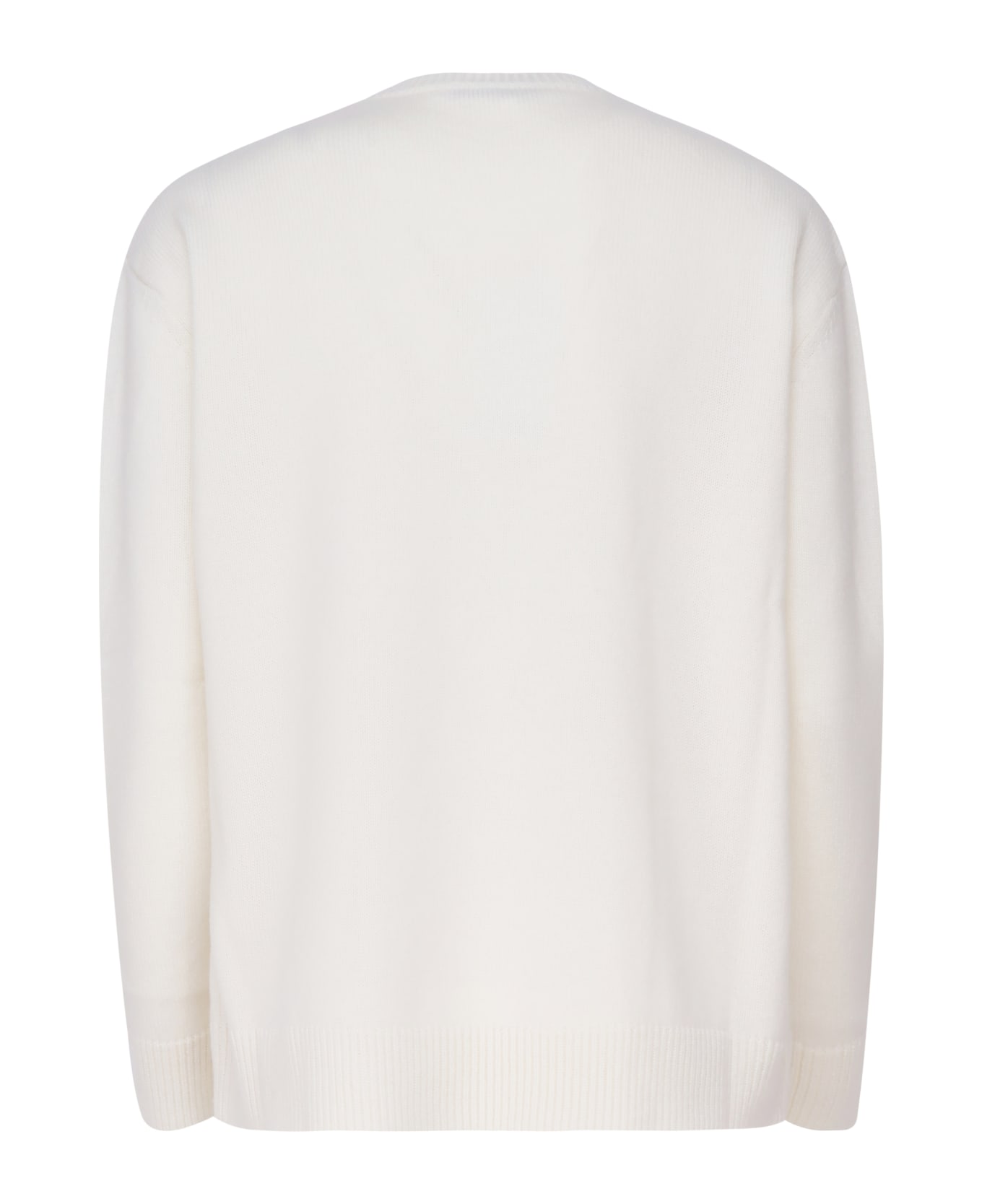 Max Mara Plata Pullover In Wool, Cashmere And Sequins - White