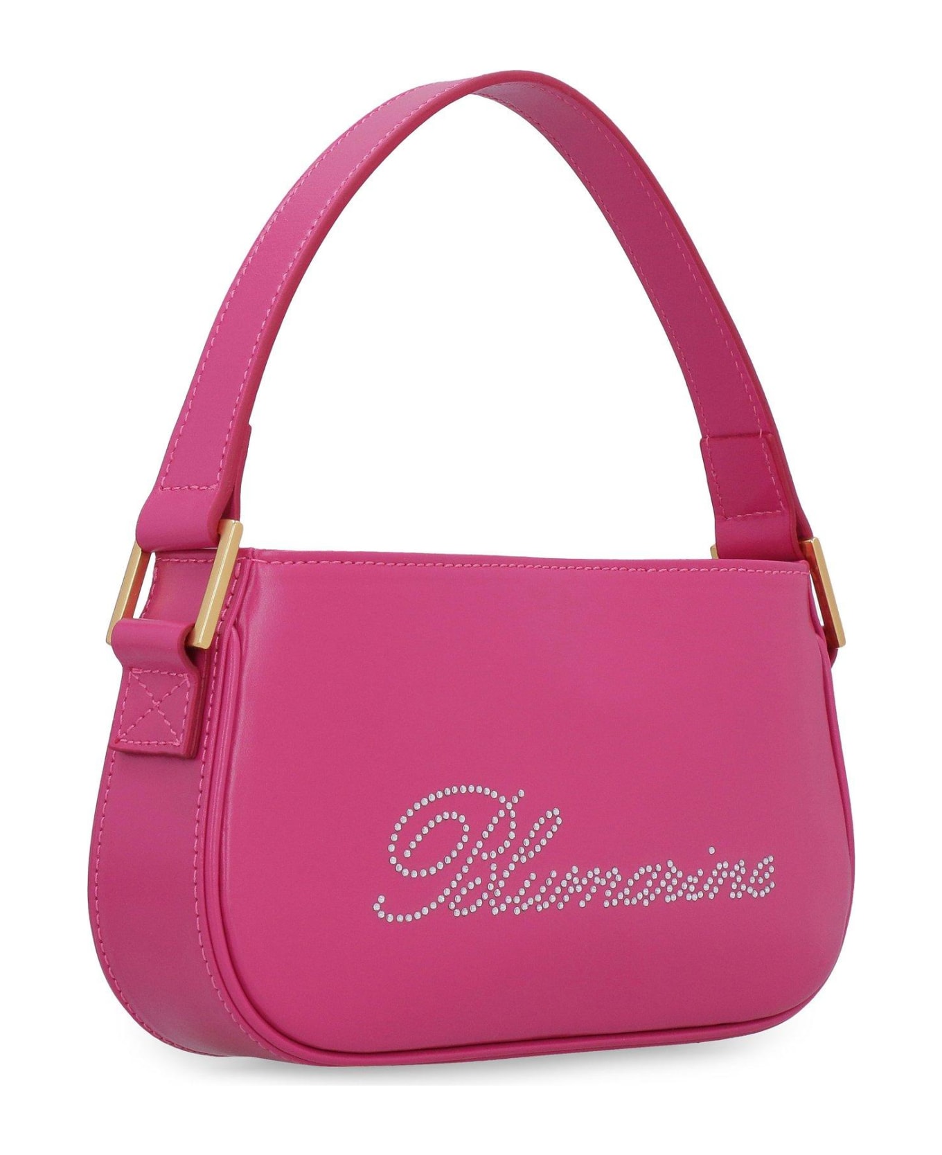 Blumarine Logo Rhinestone Embellished Shoulder Bag - White トートバッグ