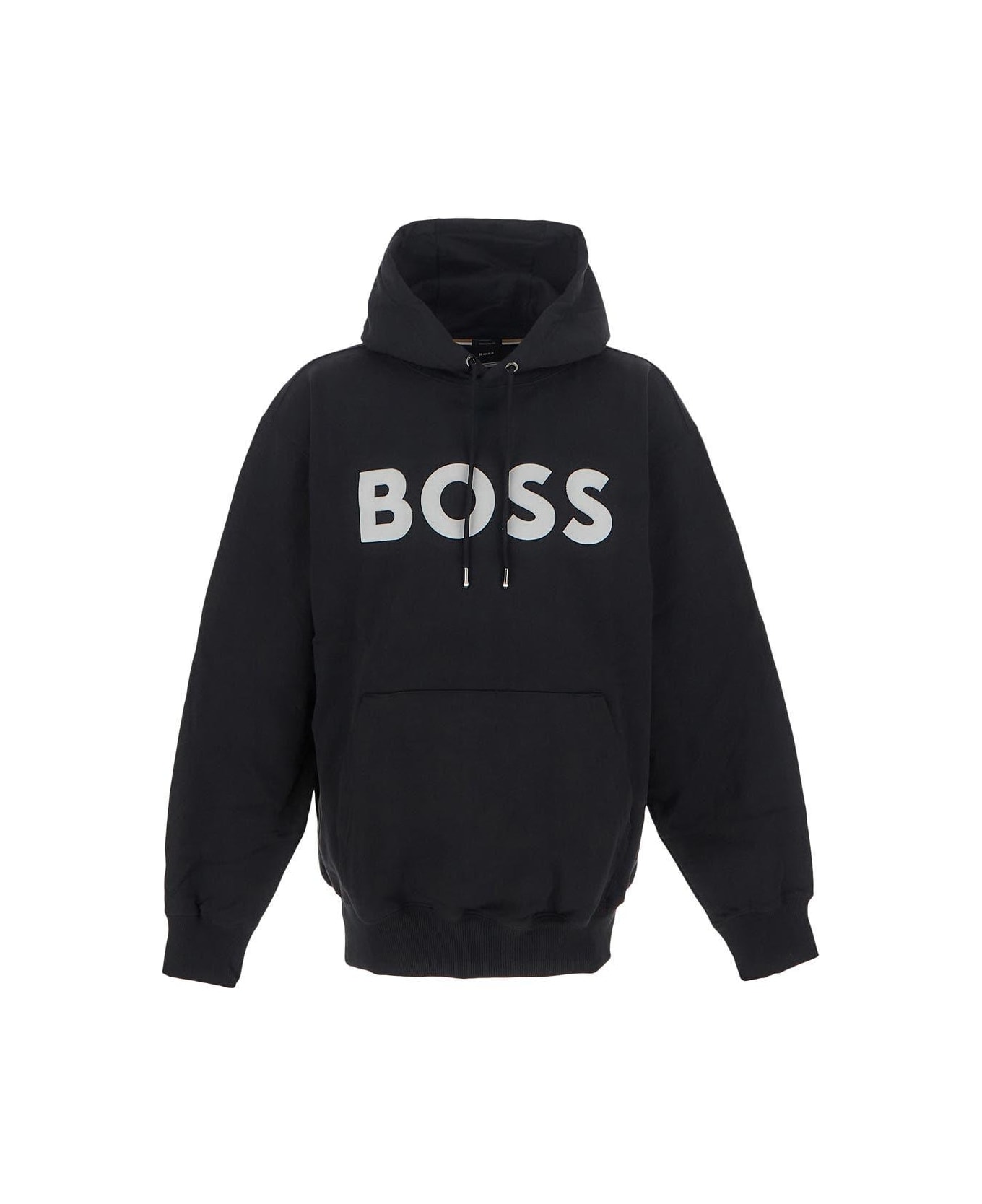 BOSS - Cotton hooded sweatshirt with contrast logo