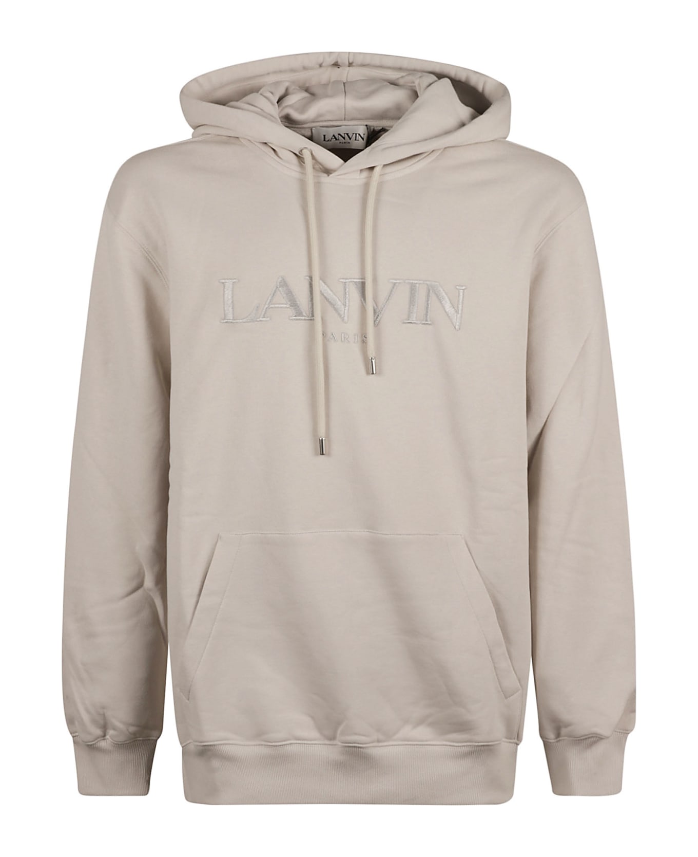 Lanvin Logo Embroidered Hoodie - Mastic