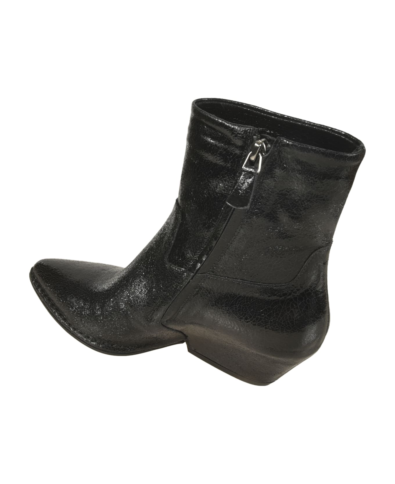 Del Carlo Crack Lame Boots - Black