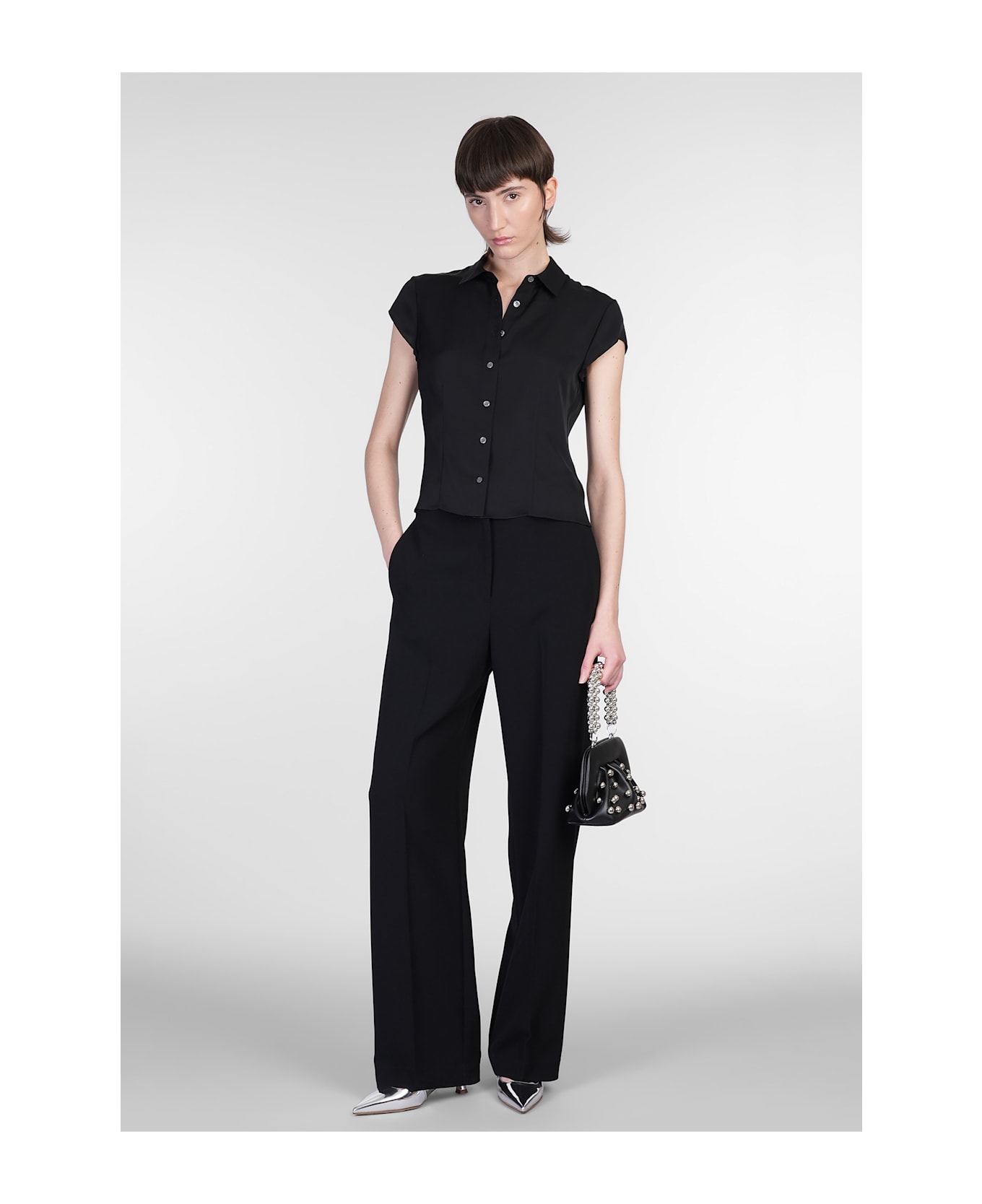 Theory Shirt In Black Silk - black