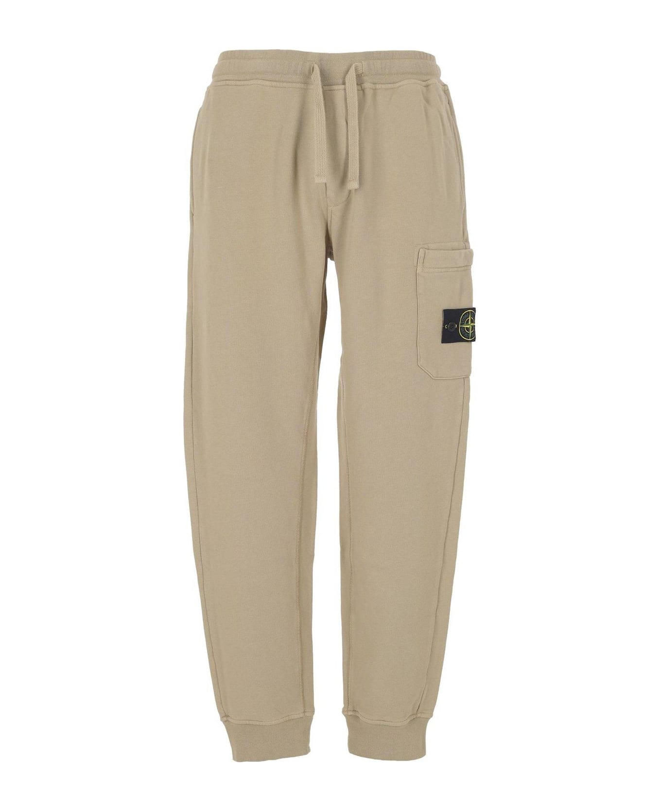Stone Island Logo Patch Drawstring Trousers - Beige ボトムス