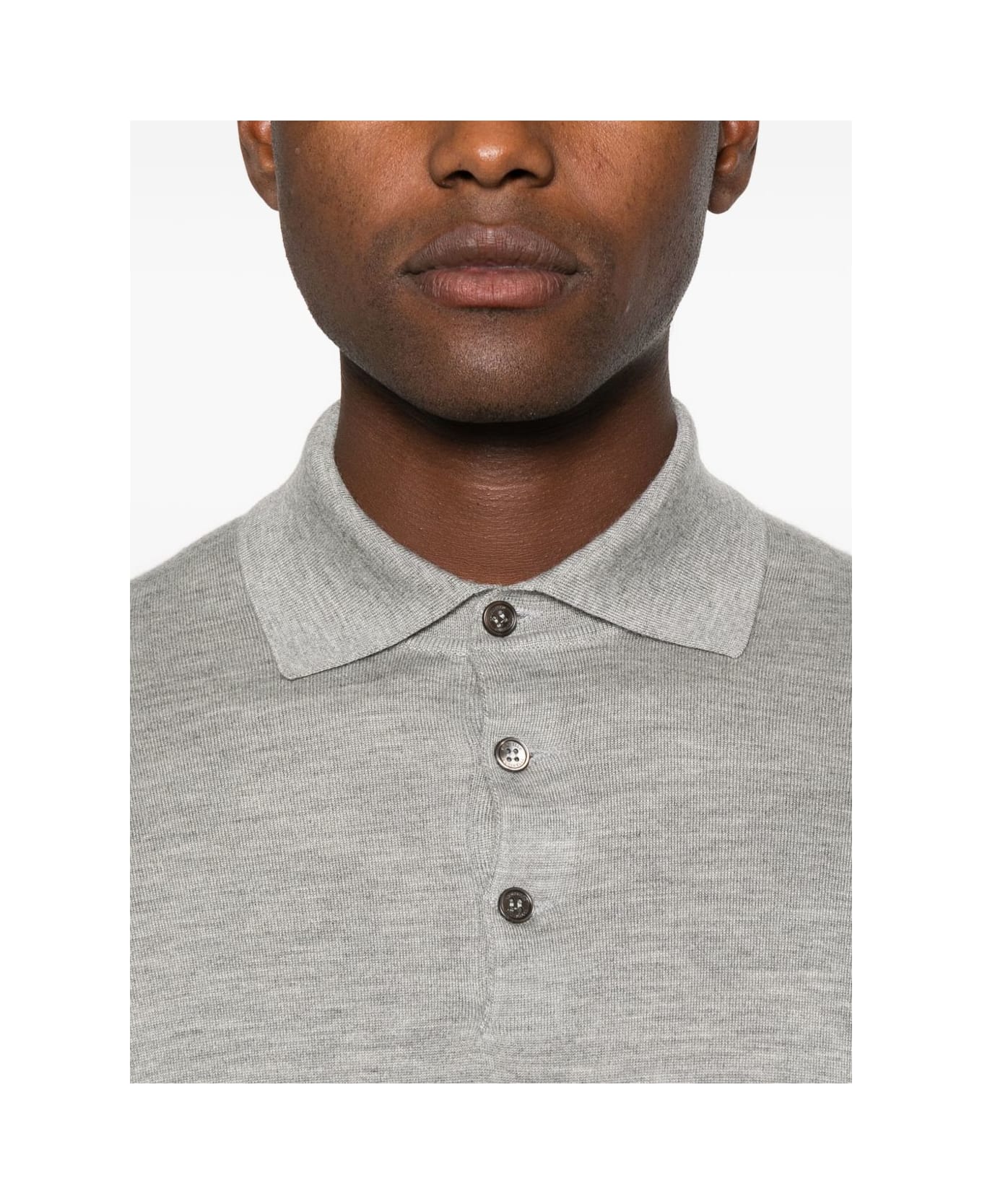 Brunello Cucinelli Cashmere Polo Sweater - Light Grey