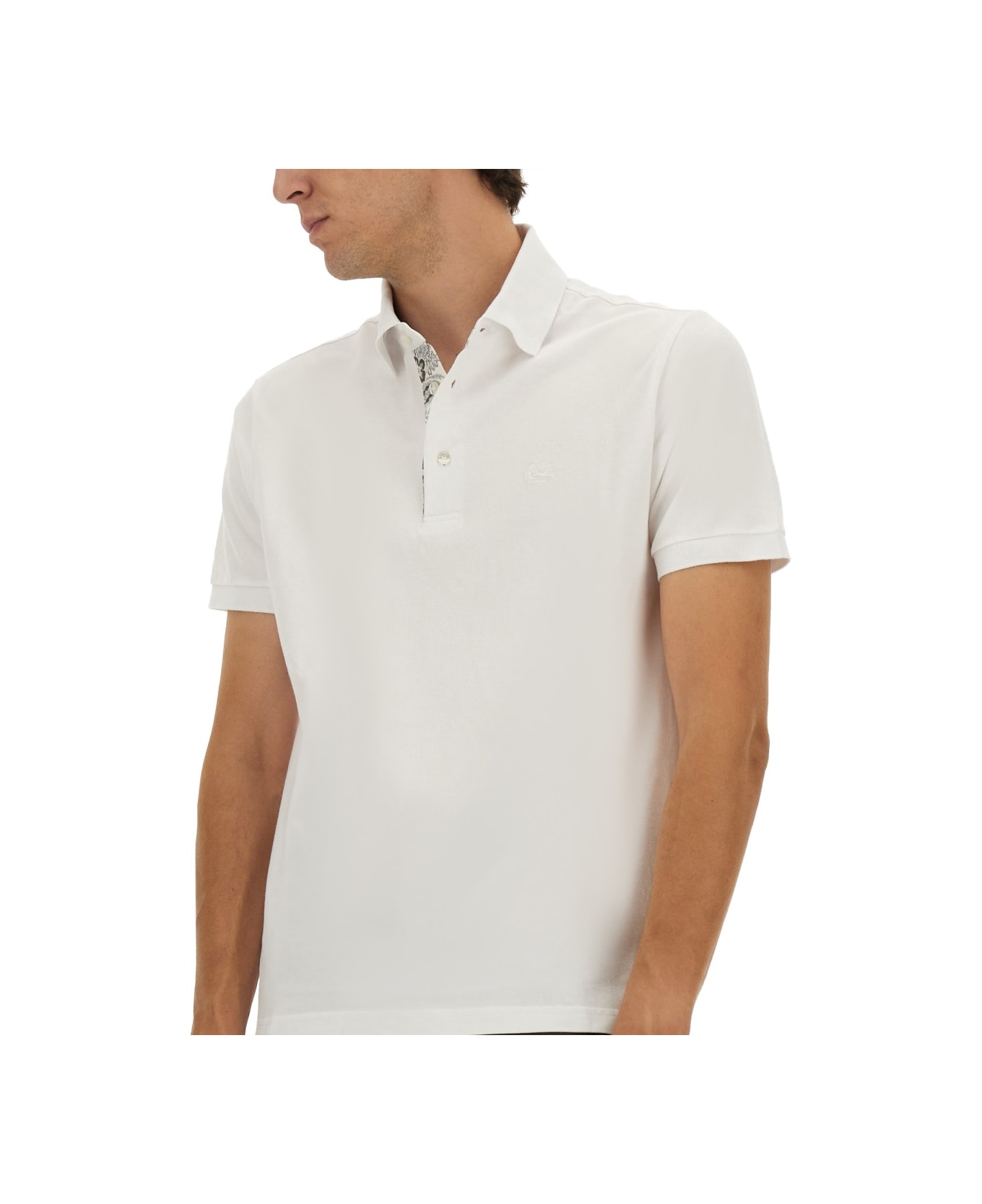 Etro Polo Shirt With Embroidered Pegasus - WHITE