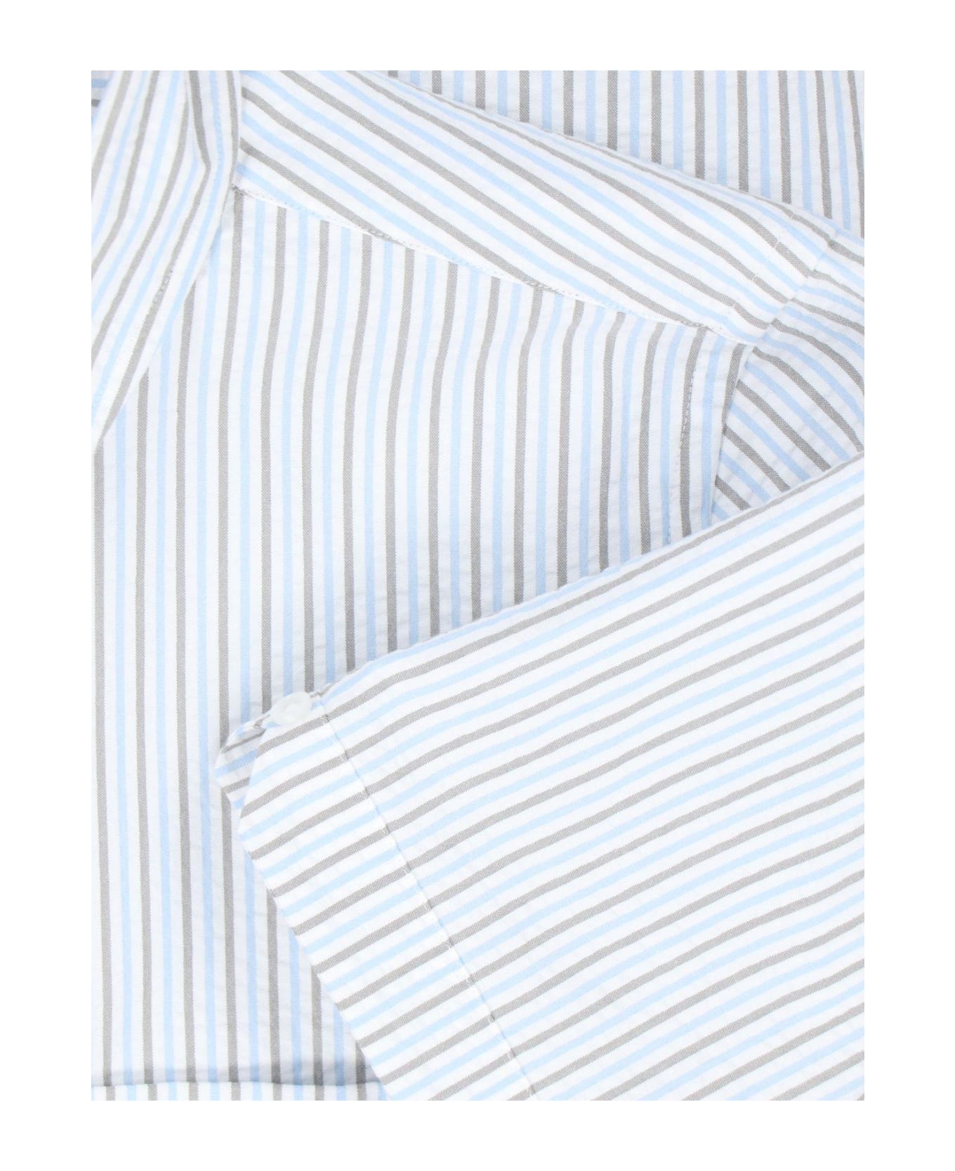Thom Browne Striped Short-sleeved Shirt - NAVY