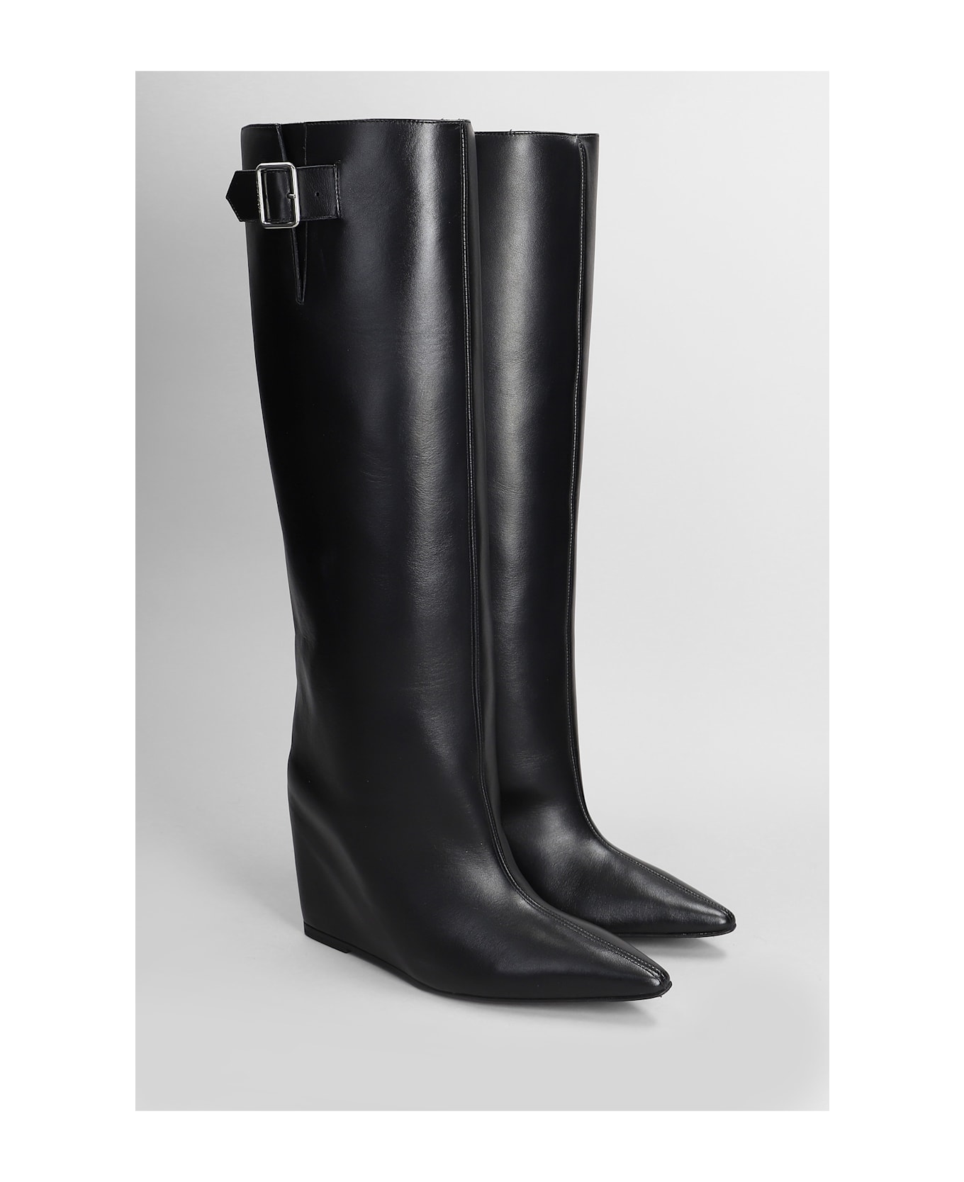 Courrèges Astro Boots Low Heels Boots In Black Leather - black