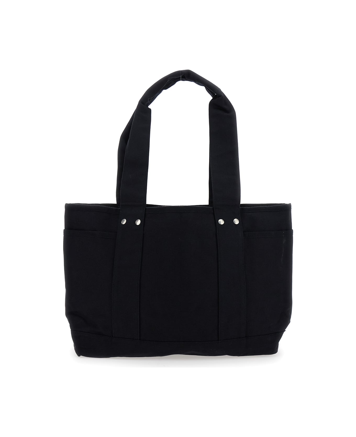 The North Face Black Tote Bag With Two Flat Pockets And Logo Lettering On The Front In Cotton Man - Black
