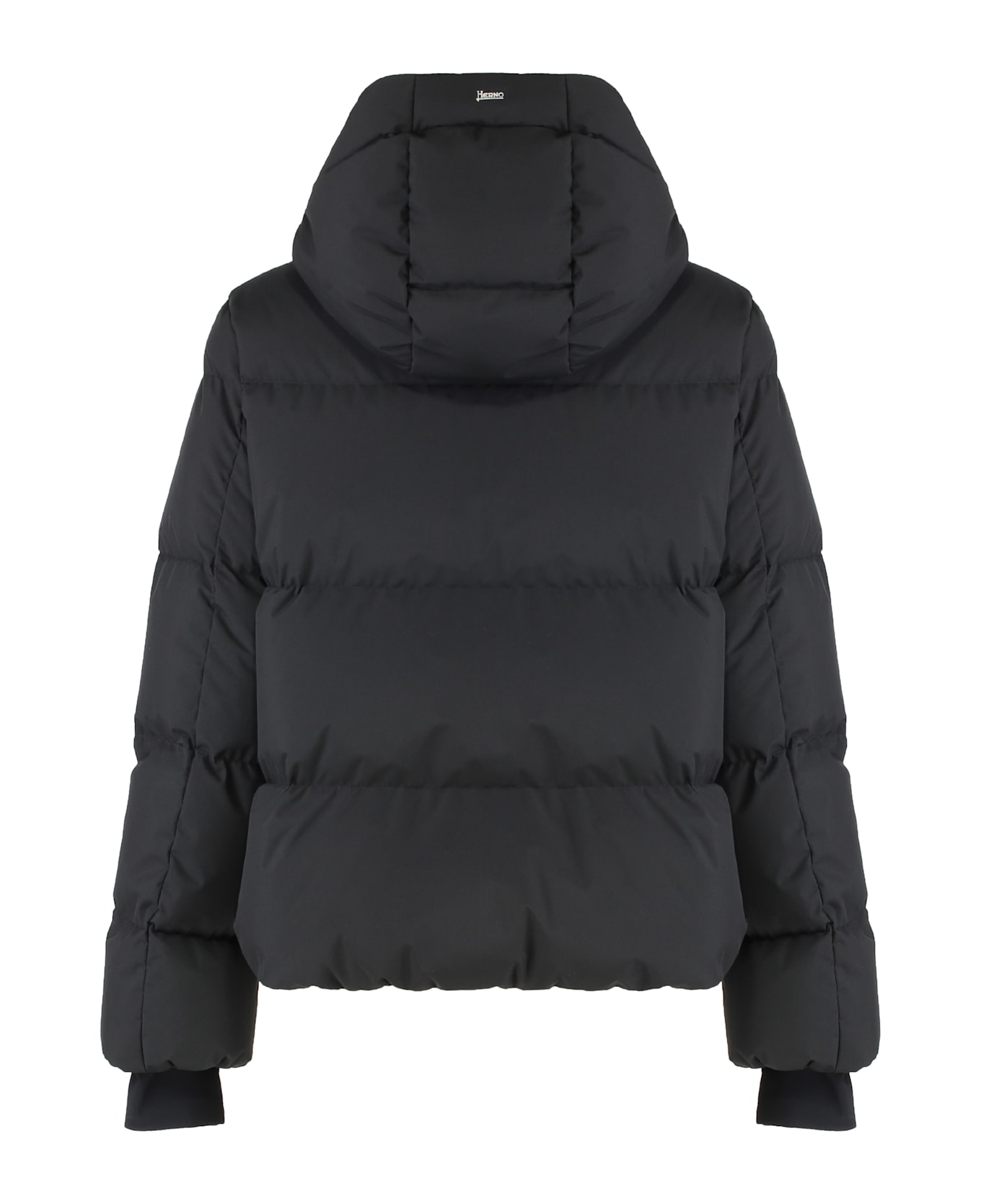 Herno Short Down Jacket With Hood - black