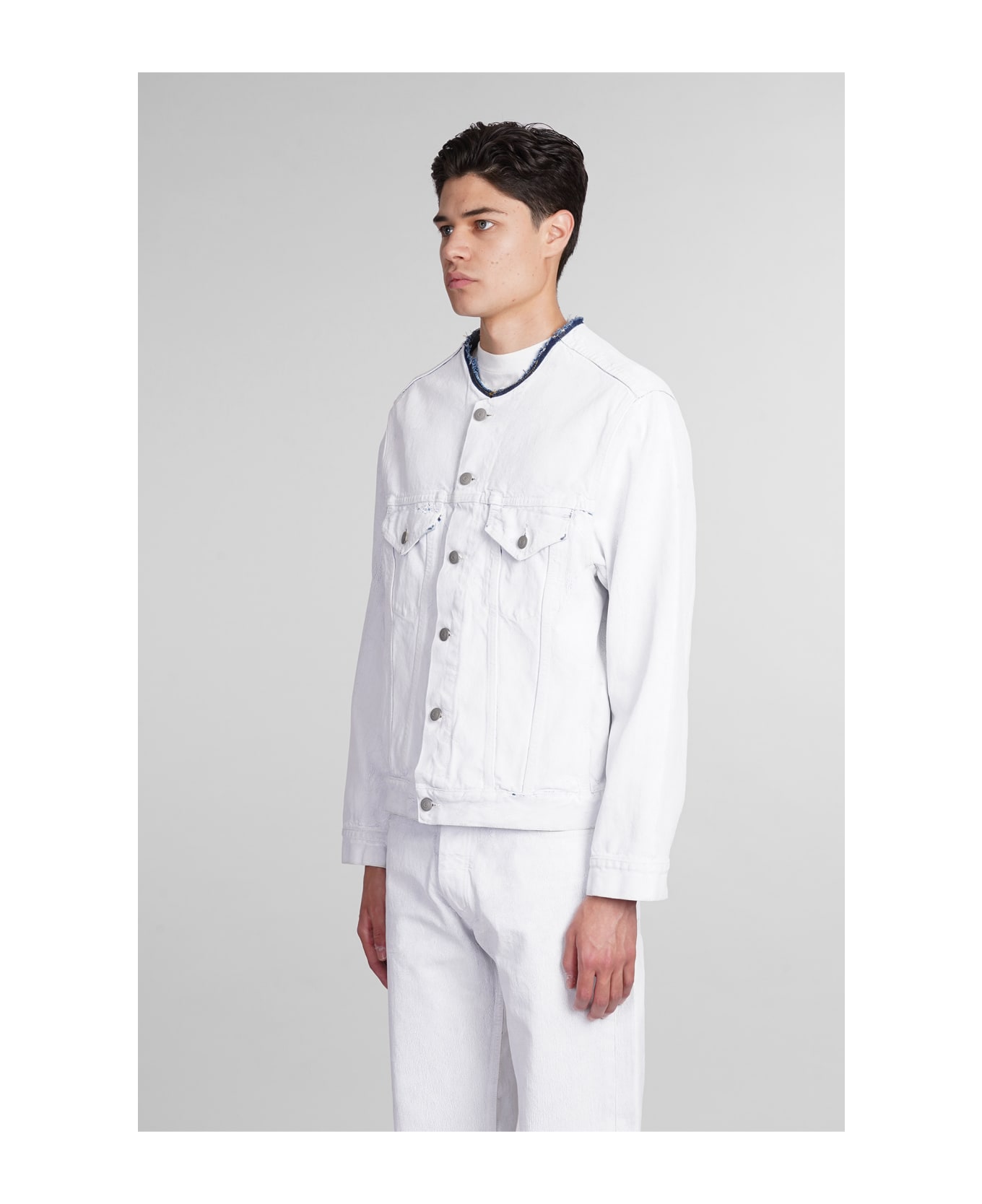 Maison Margiela Frayed Neckline Buttoned Jacket - white ジャケット