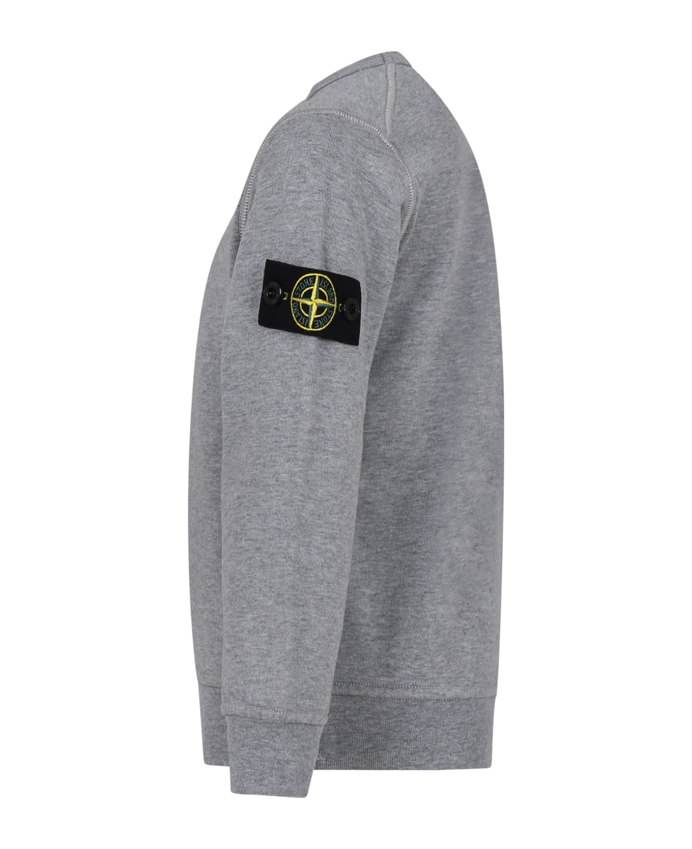 Stone Island Junior Grey Sweatshirt For Boy With Iconic Logo - Grey melange ニットウェア＆スウェットシャツ