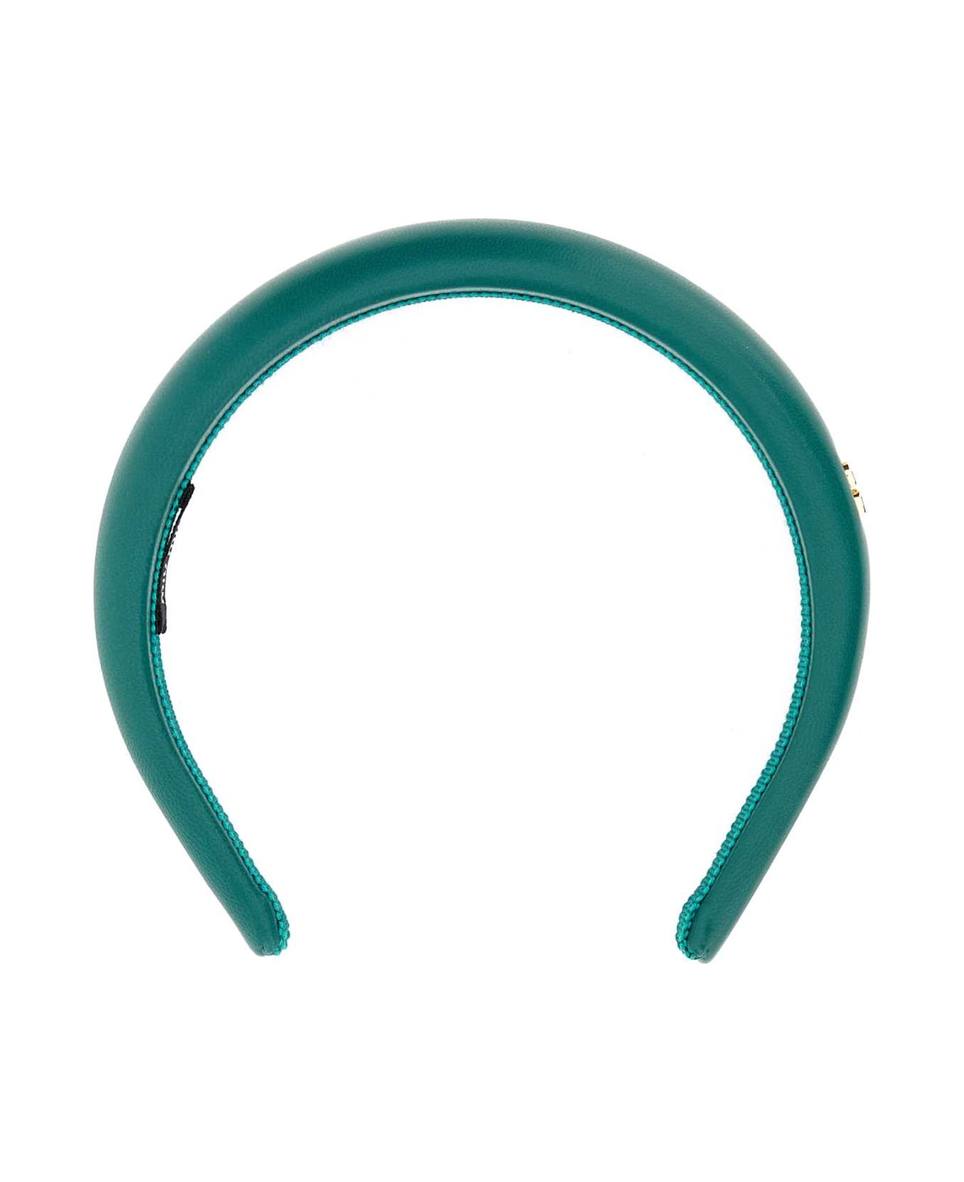 Miu Miu Emerald Green Leather Headband - LAGUNA