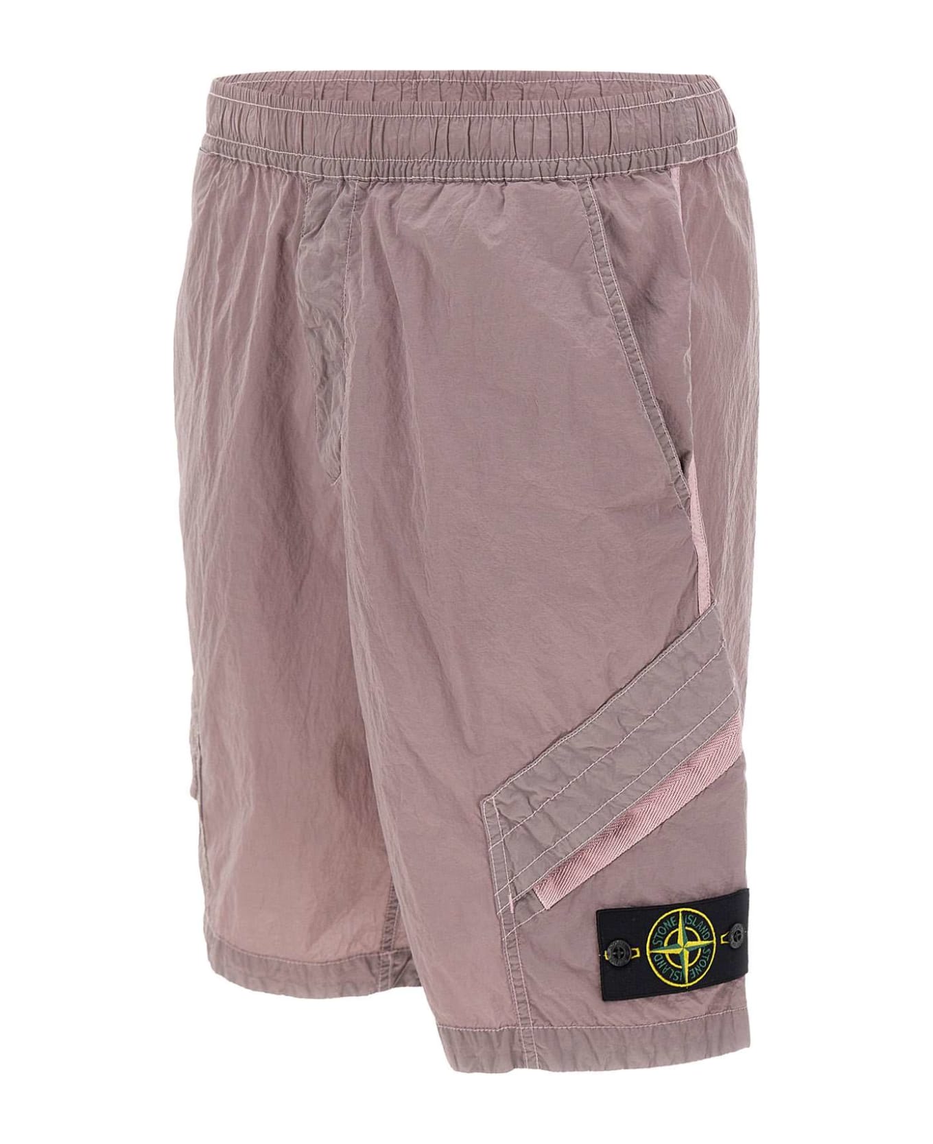 Stone Island Iridescent Nylon Shorts - PINK