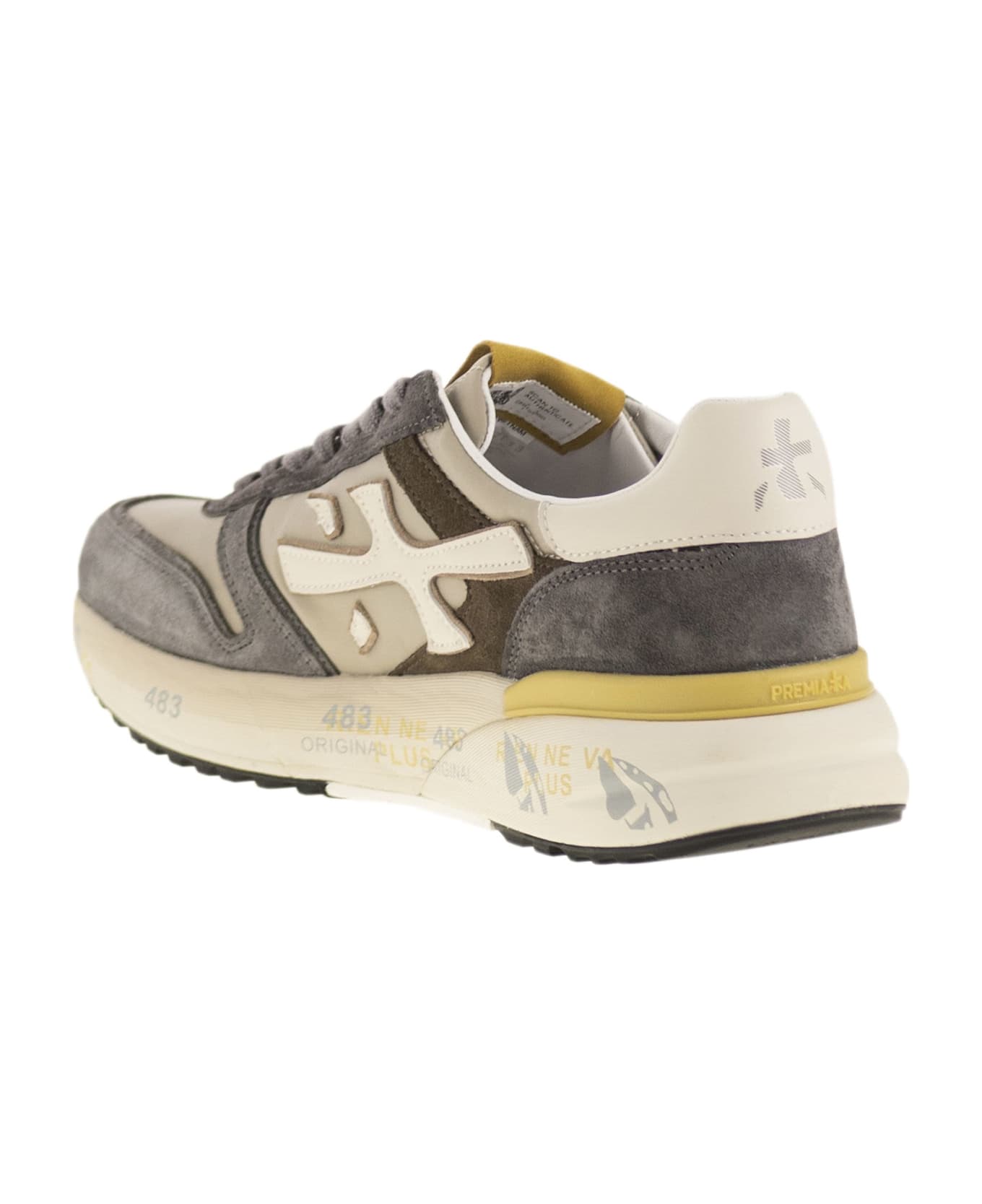 Premiata Mick 7713 - Sneakers With Side Logo - Grey/beige