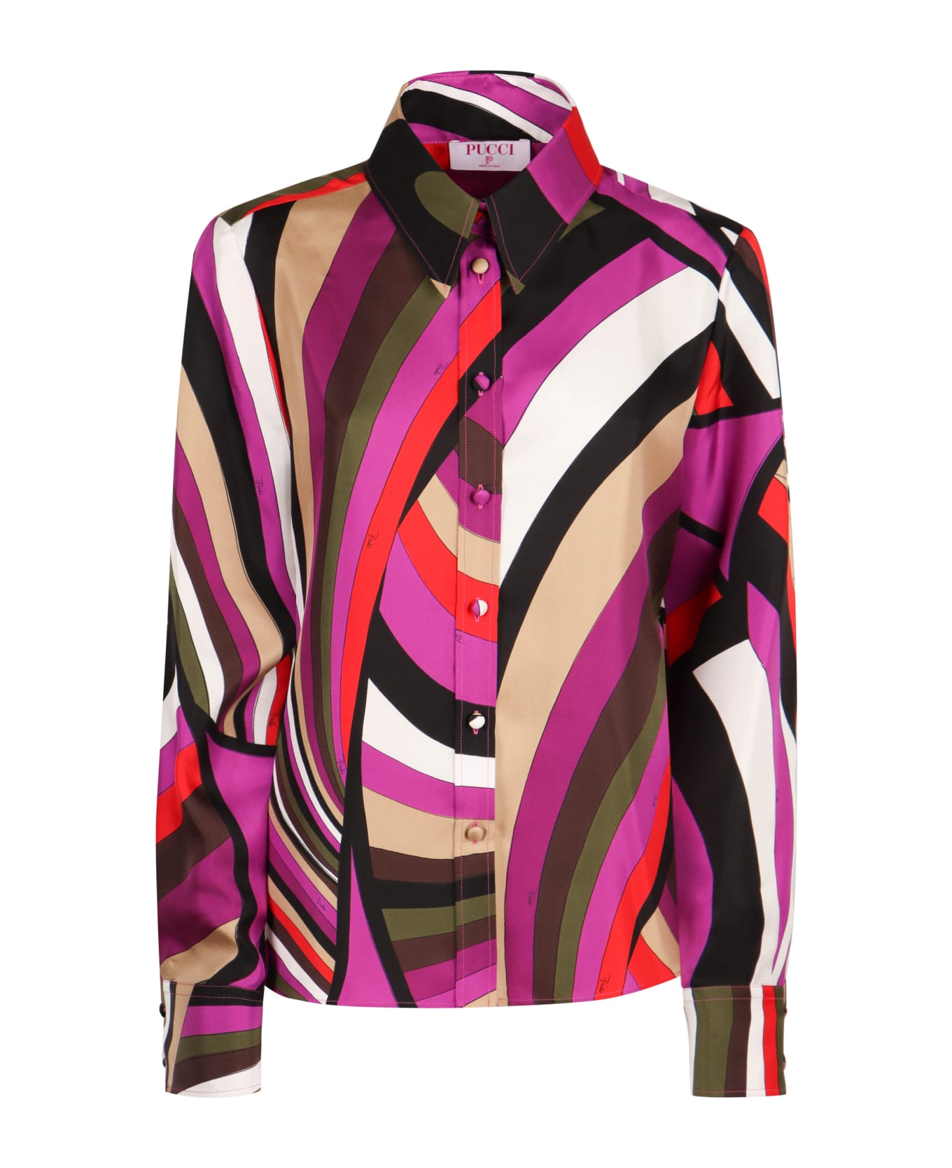 Pucci Printed Silk Shirt - PURPLE/RED