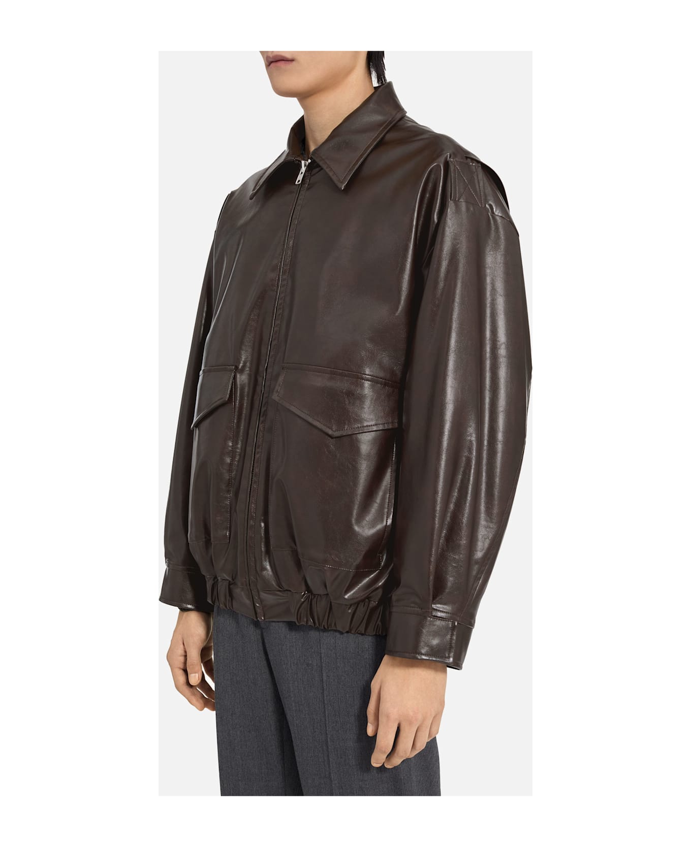 MM6 Maison Margiela Leather Jacket - Brown