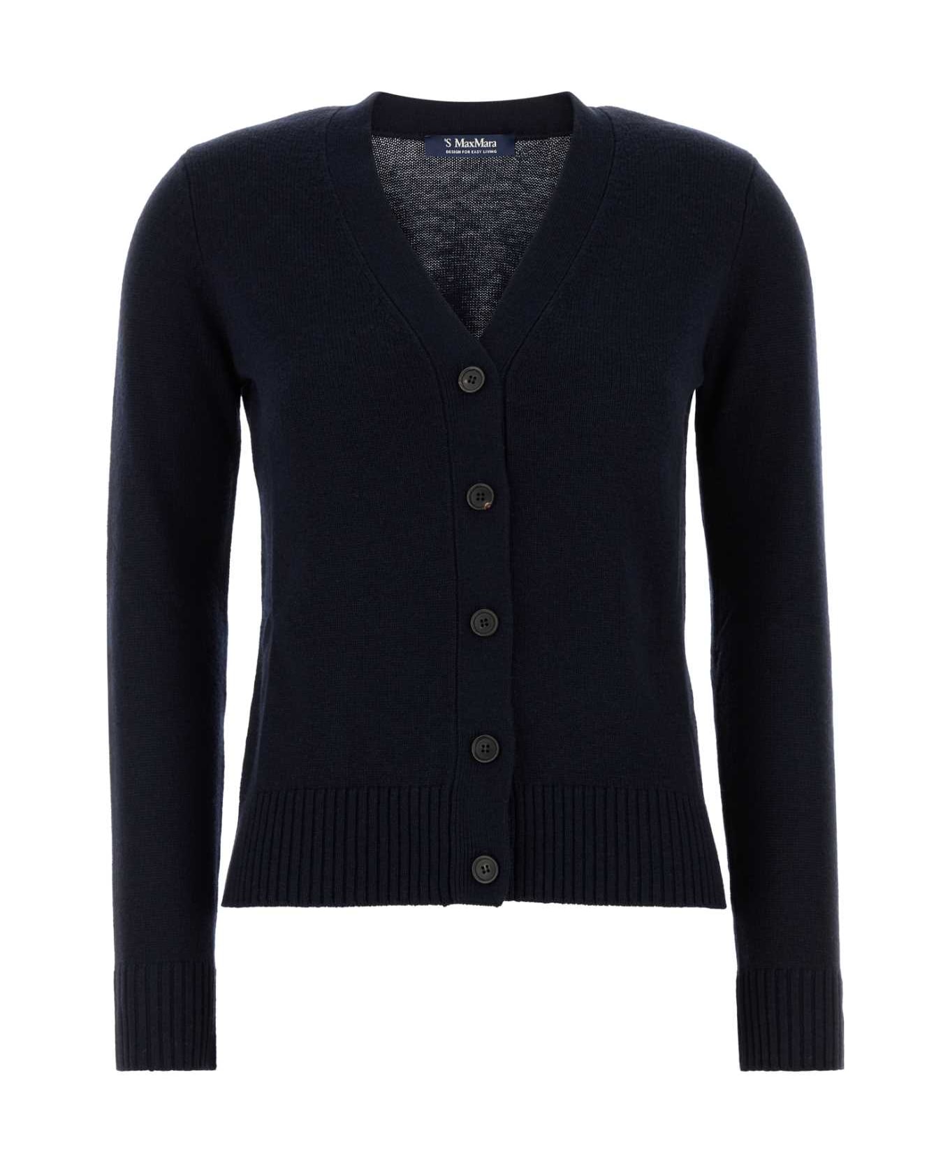 
S Max Mara Midnight Blue Wool Apollo Cardigan - BLU MARINO