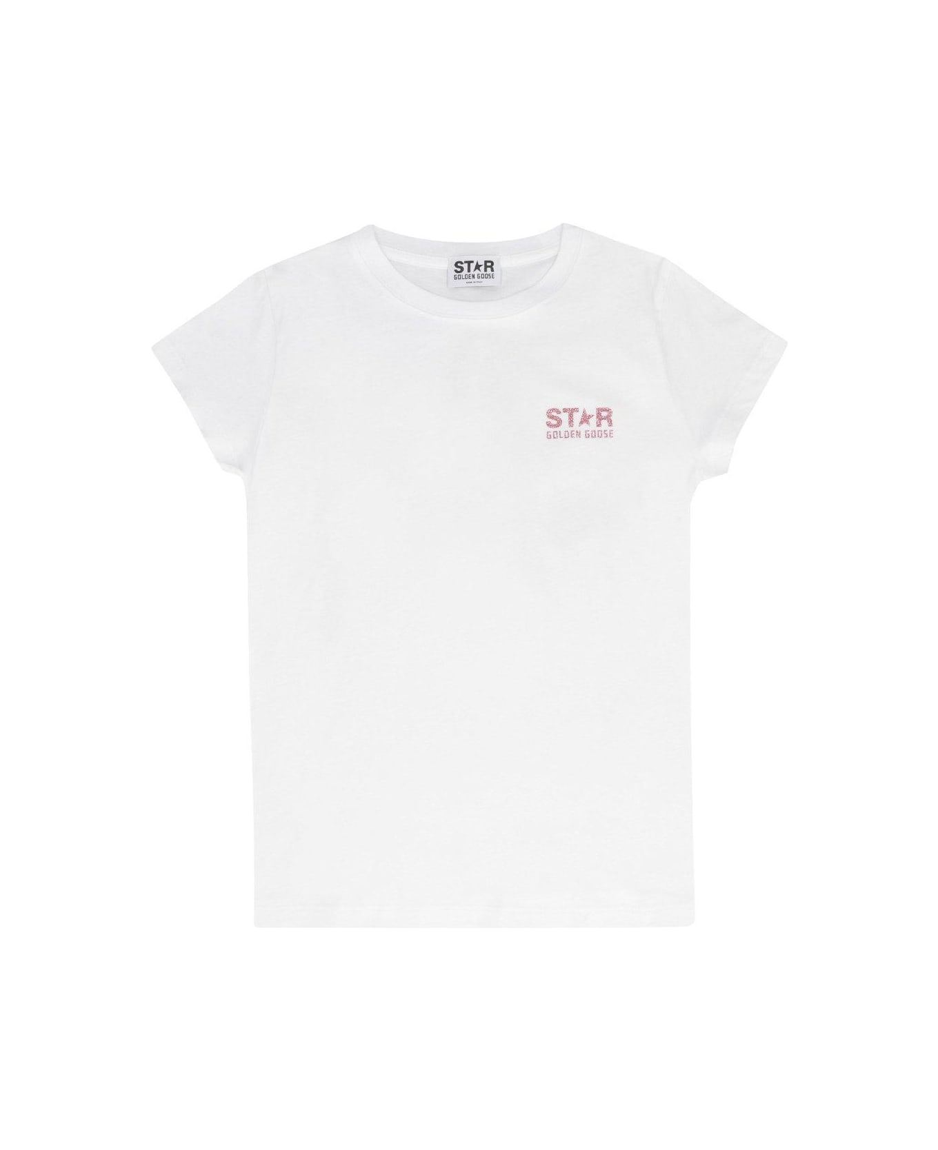 Golden Goose Logo Printed Crewneck T-shirt - White/pink Tシャツ＆ポロシャツ