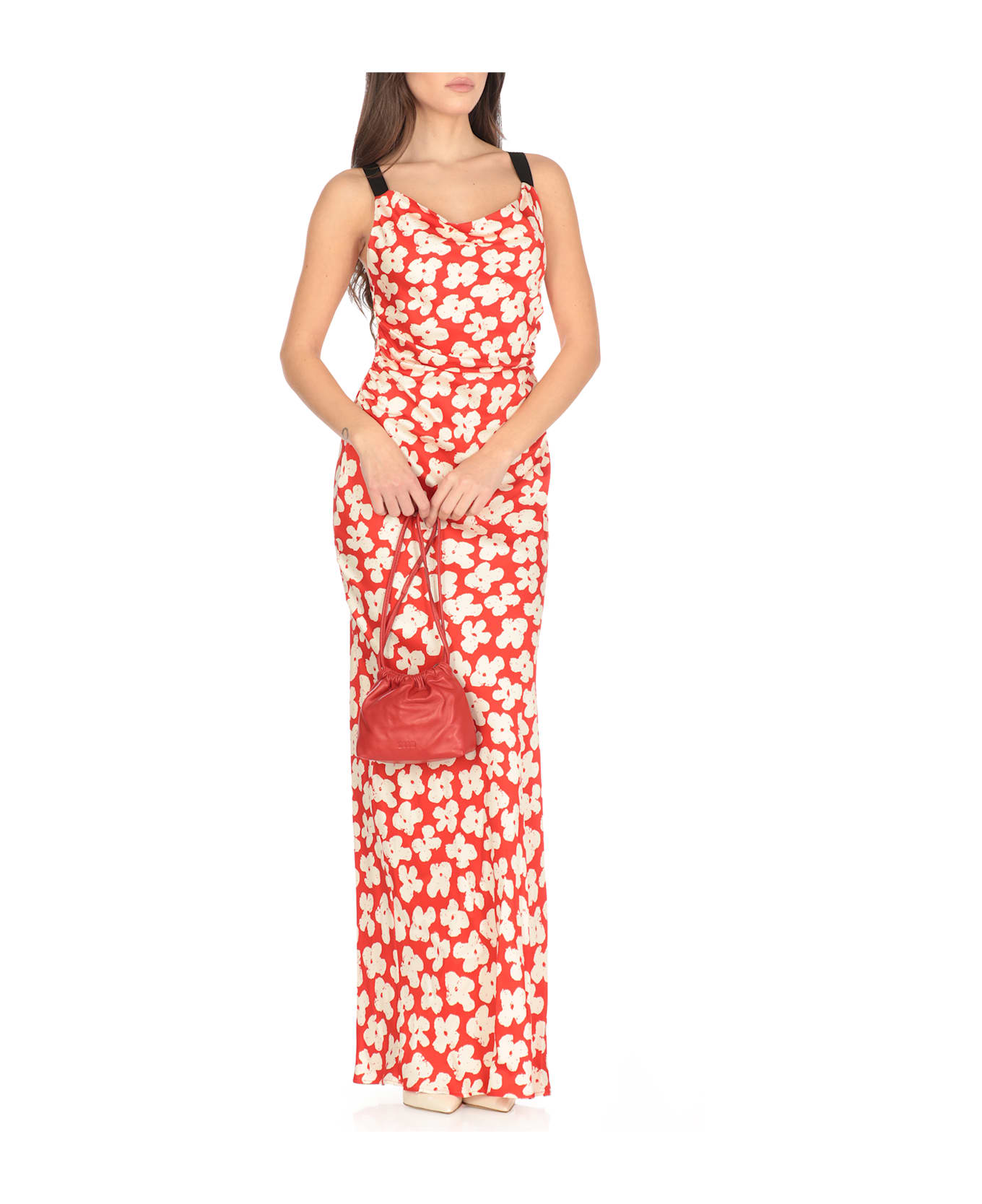 MSGM Dress With Floral Pattern - Red