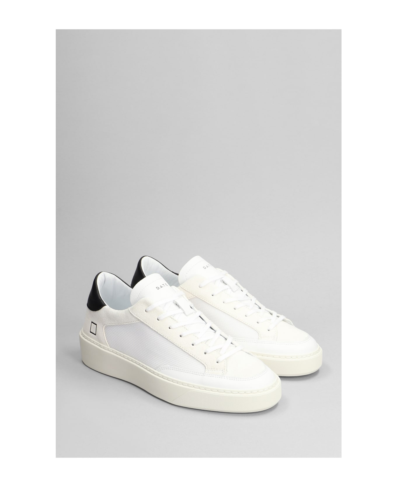 D.A.T.E. Levante Dragon Sneakers In White Suede And Fabric - white