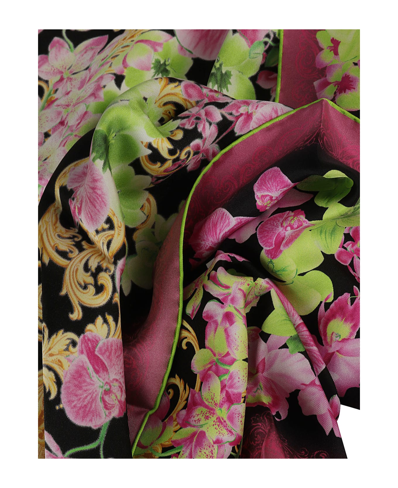 Versace Allover Floral Printed Scarf - Nero rosa