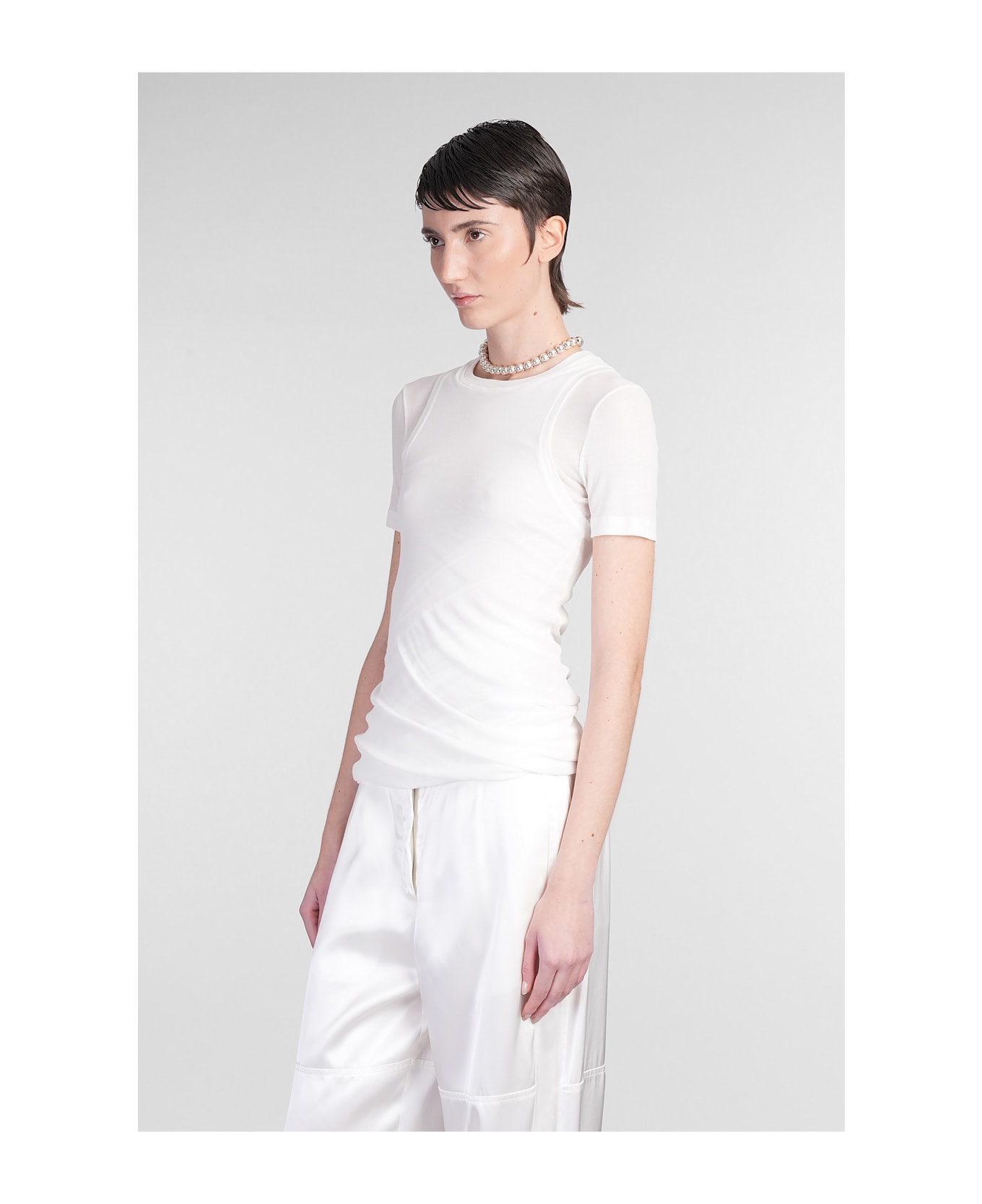 Jil Sander Top Cn Ls Topwear In White Cotton - white