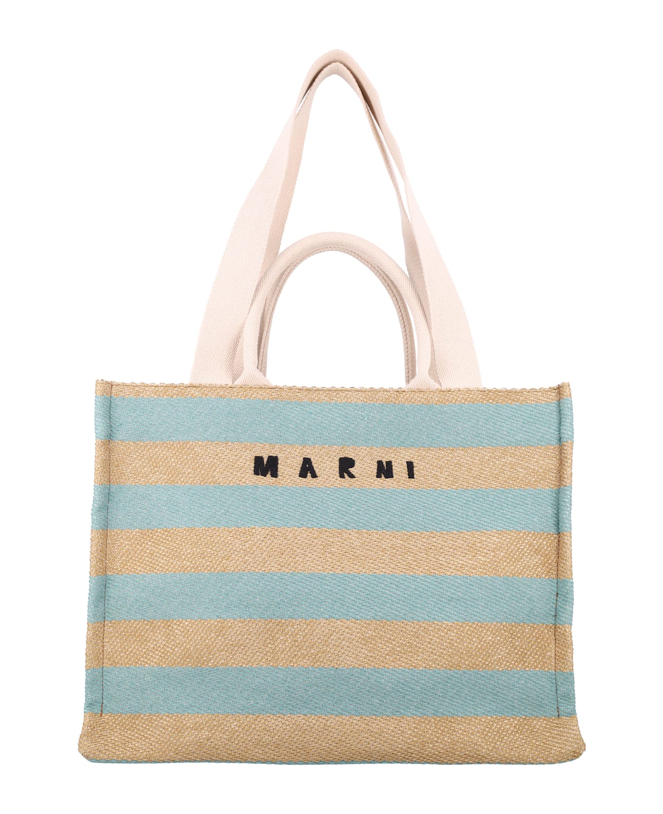 Marni Medium Basket Tote - RAW SIENNA + PALE MINT
