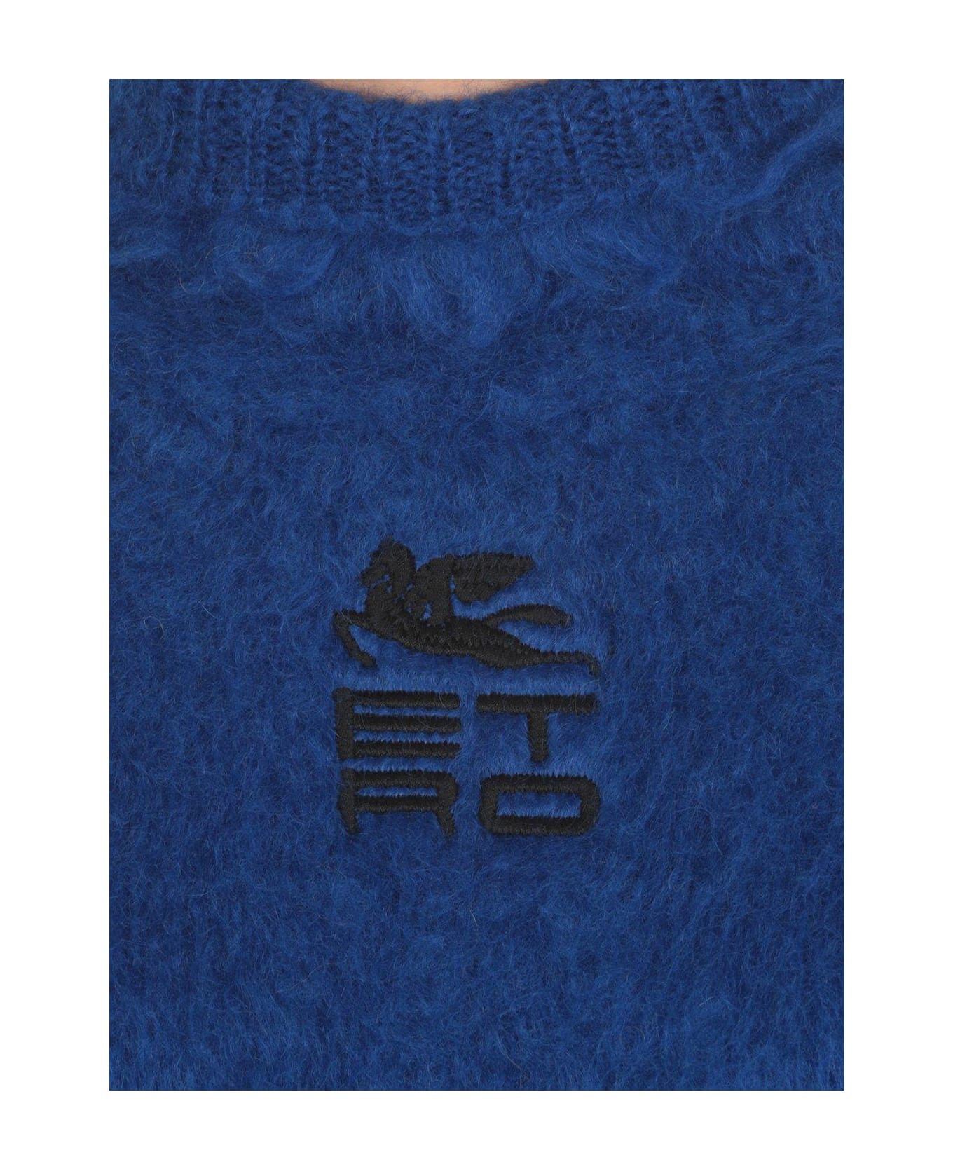 Etro Logo Embroidered Turtleneck Jumper - Blue