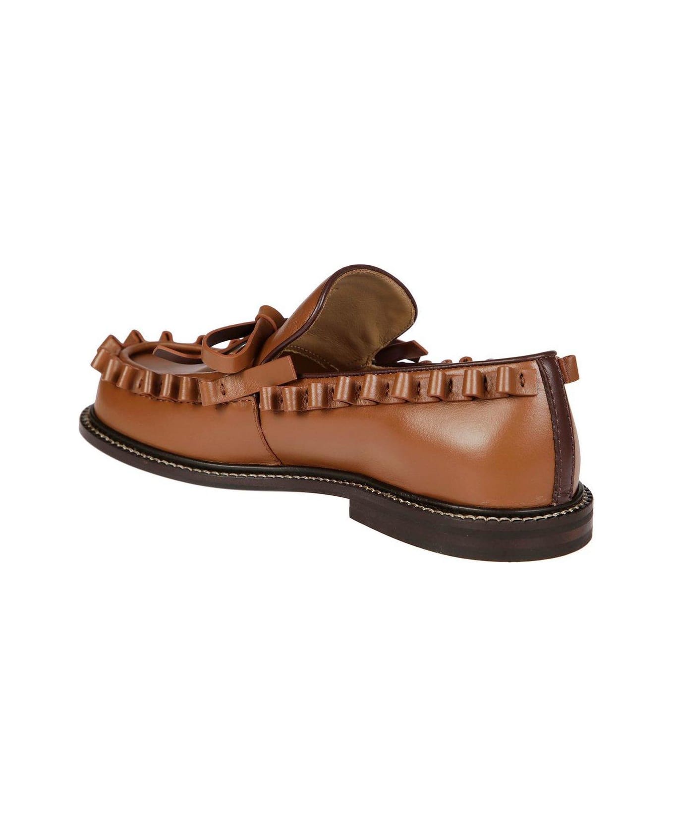 J.W. Anderson Ruffled-trim Lace-up Loafers - Marrone