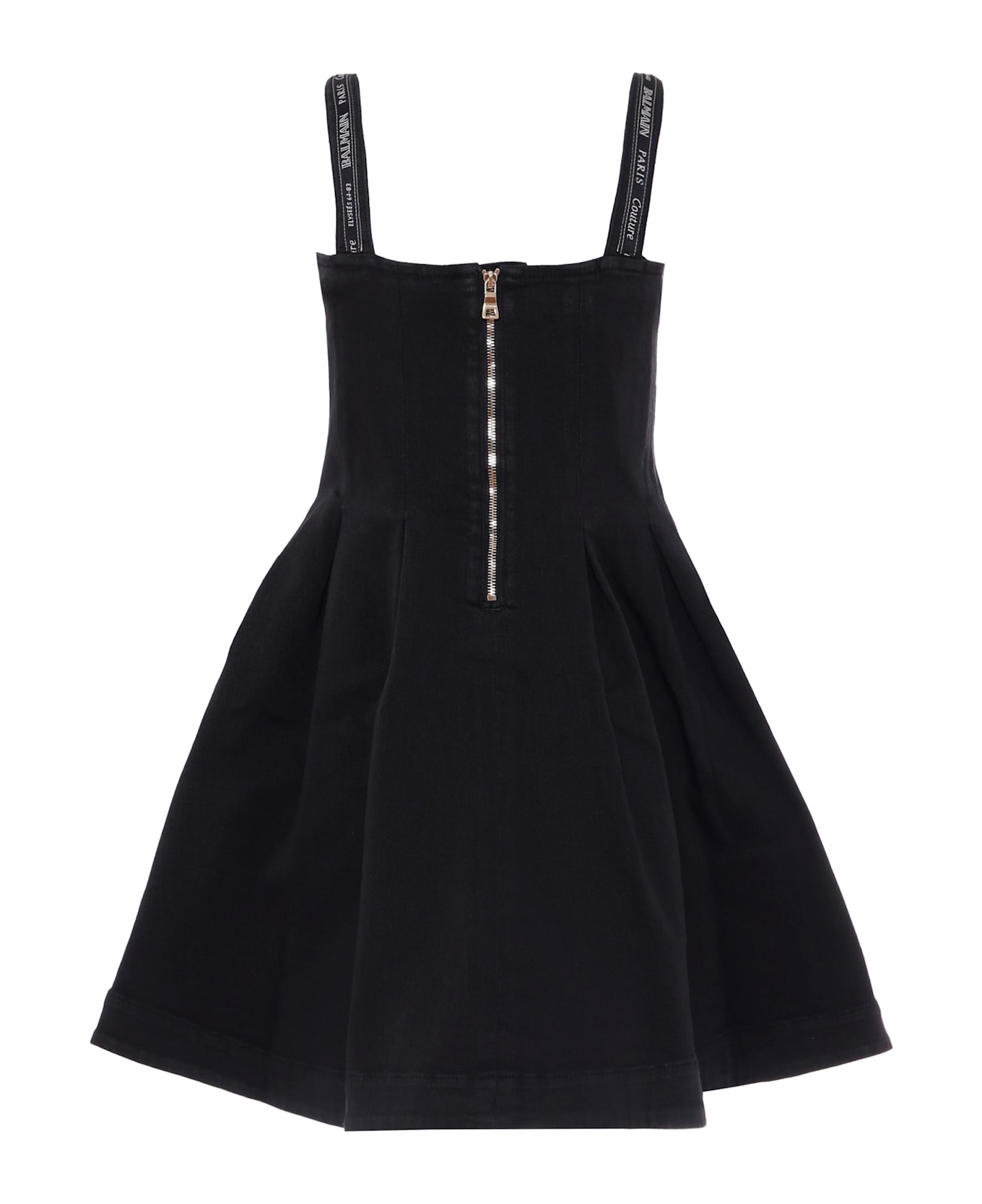 Balmain Black Dress For Girl With Logo - Black