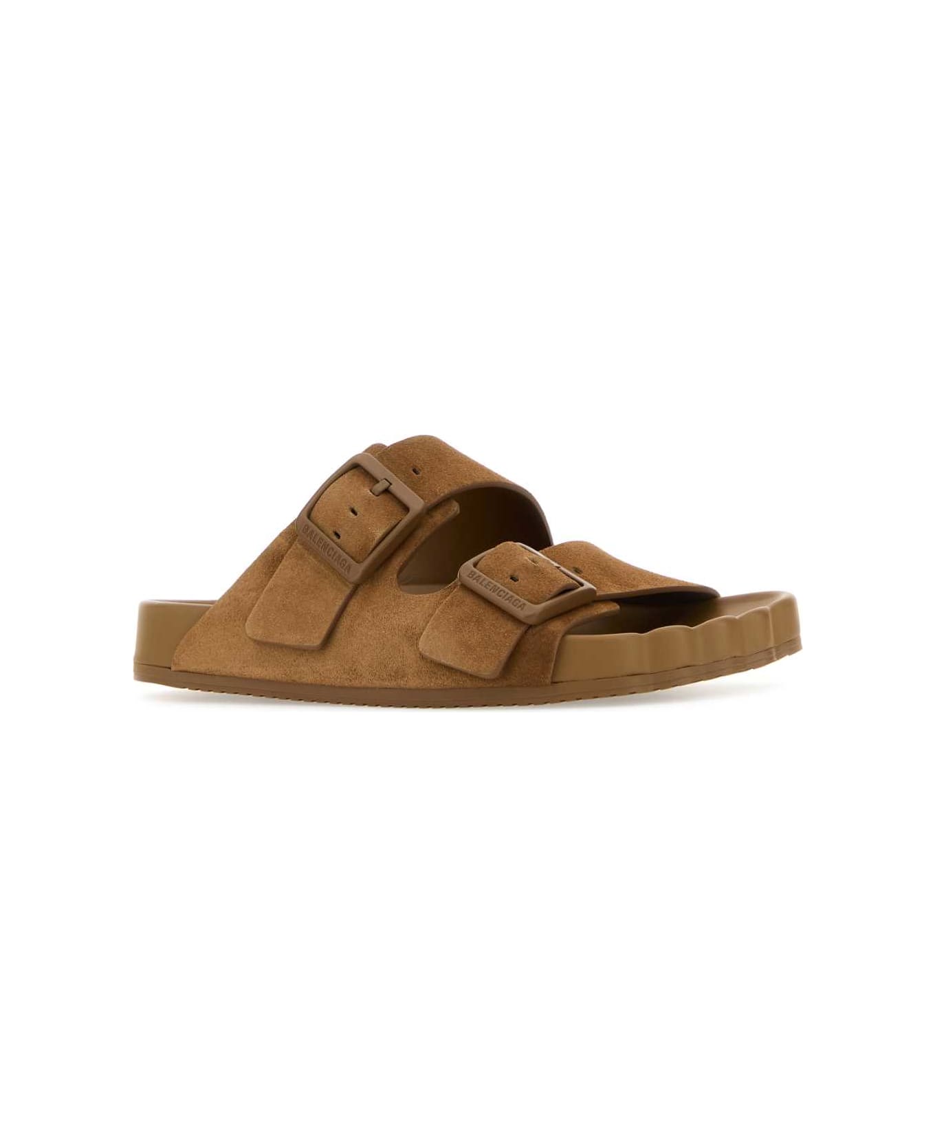 Balenciaga Camel Suede Sunday Slippers - BROWN