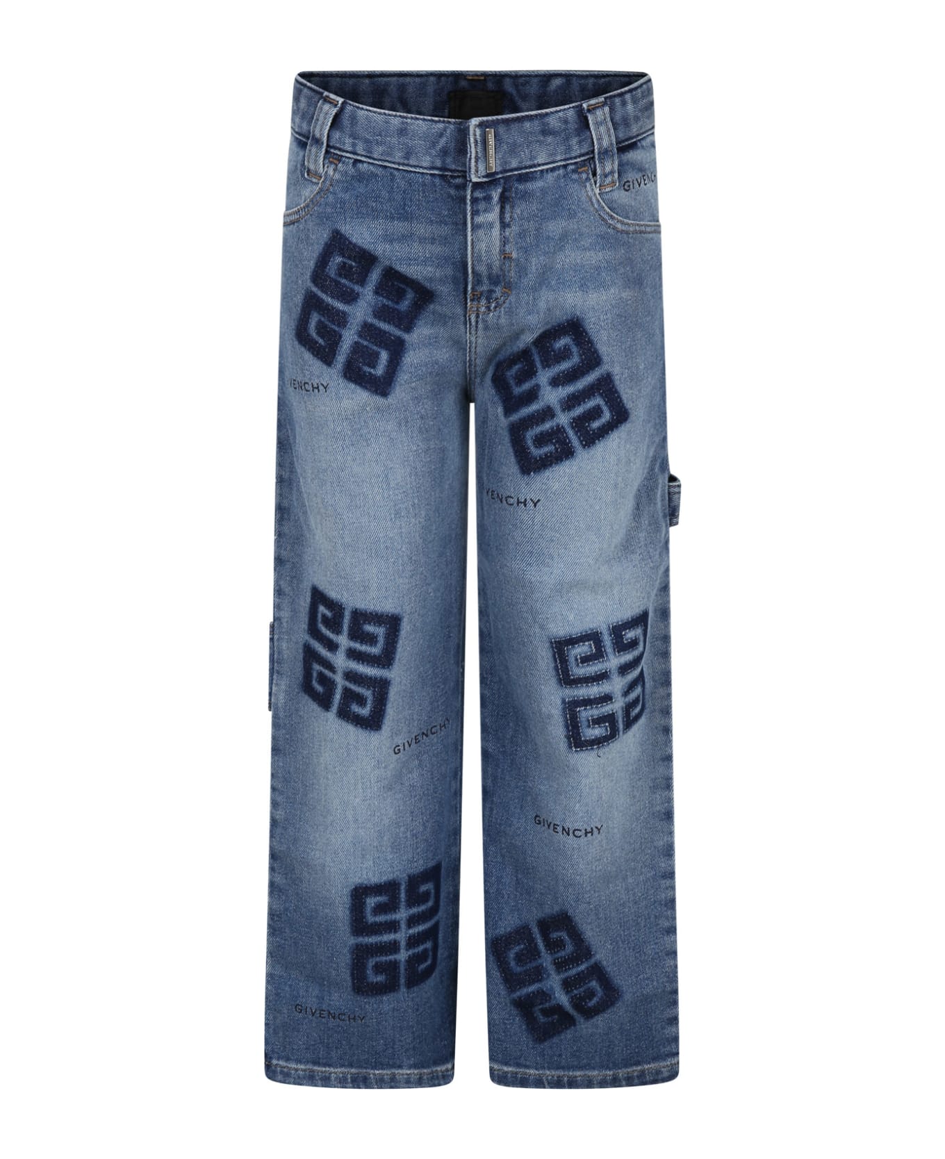 Givenchy Blue Jeans For Boy With Logo - Denim ボトムス