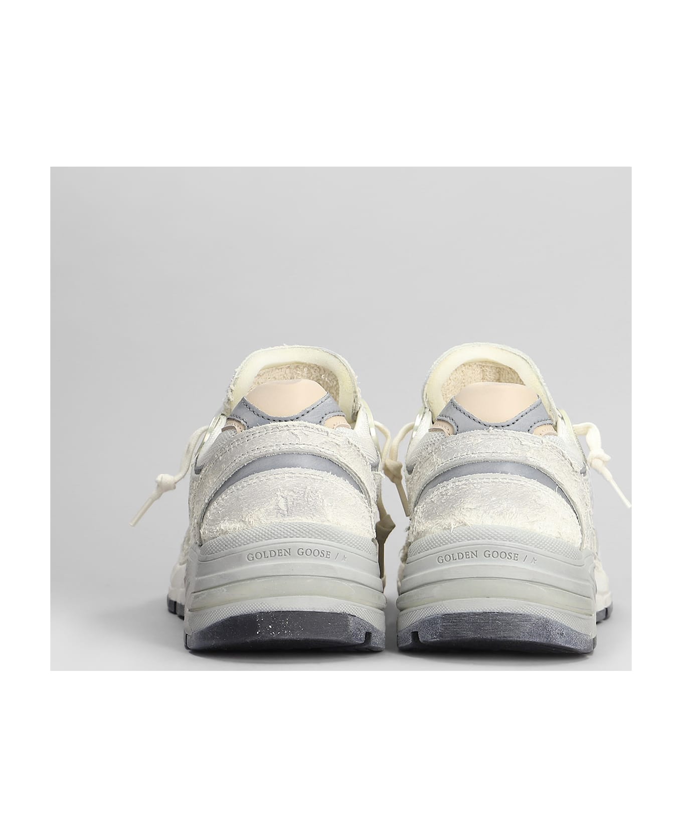 Golden Goose Running Sneakers In White Suede And Fabric - white