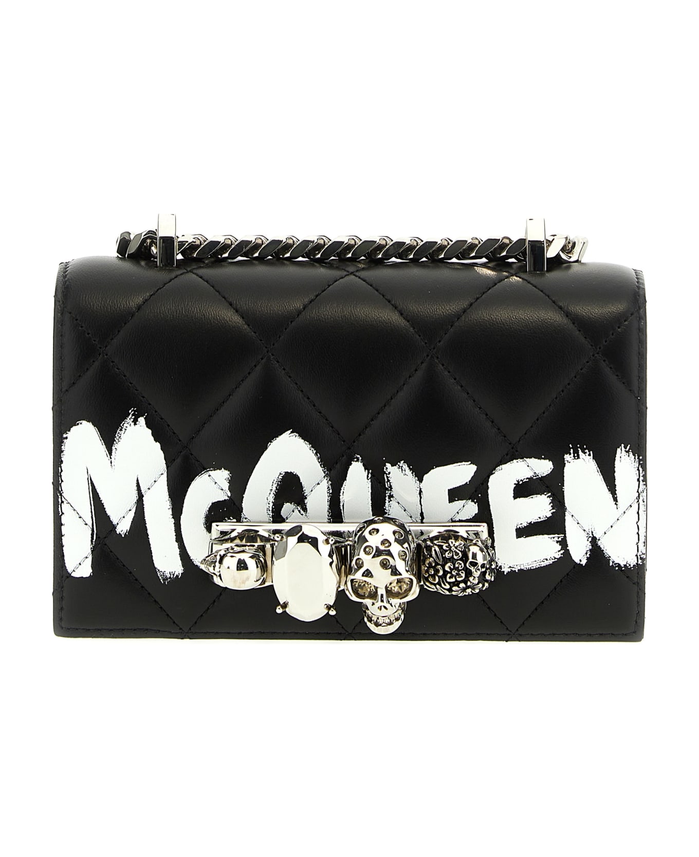 Alexander McQueen Jewelled Satchel Crossbody Bag - White/Black ショルダーバッグ
