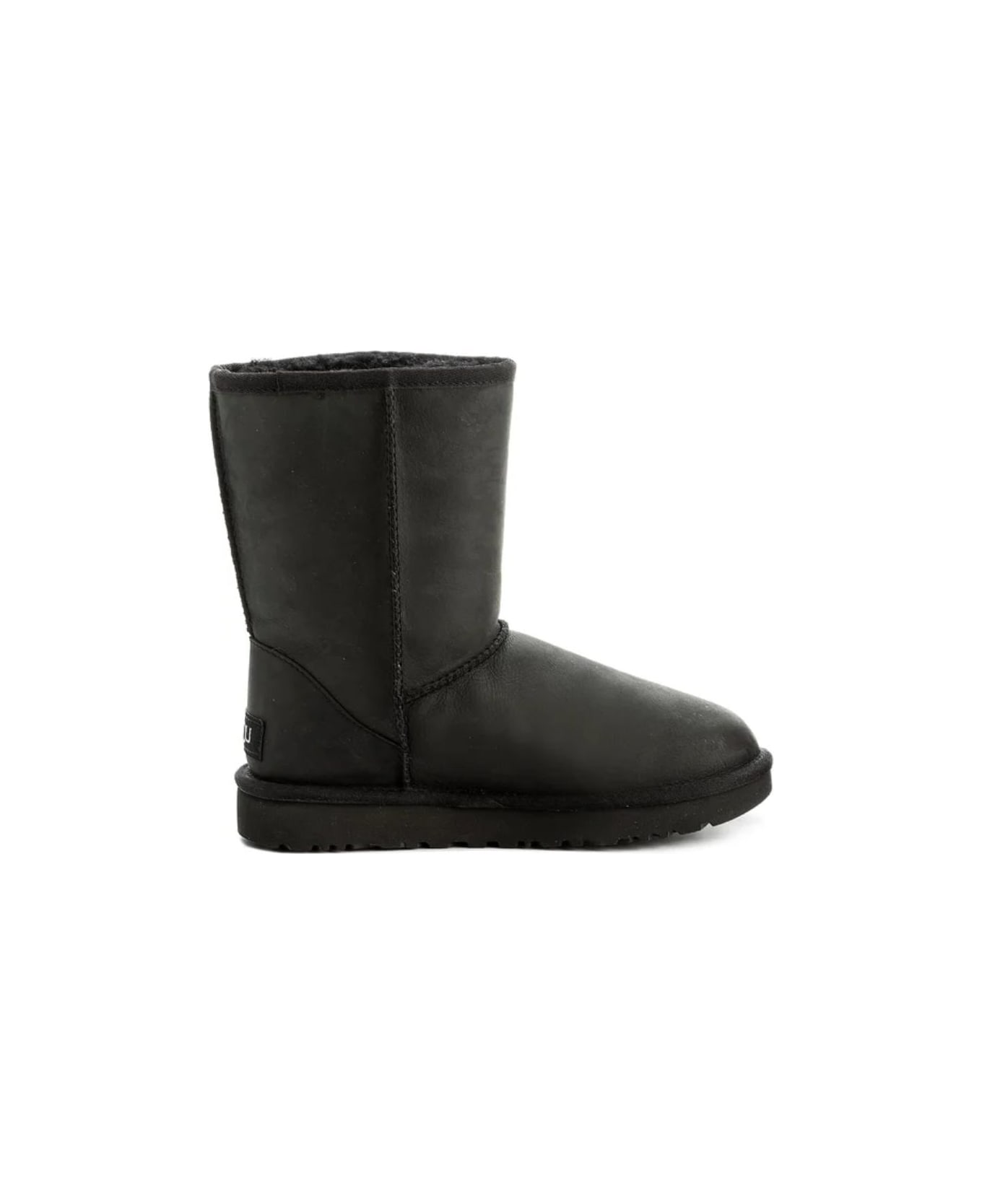 UGG W Classic Short Leather Shoes - Blk Black