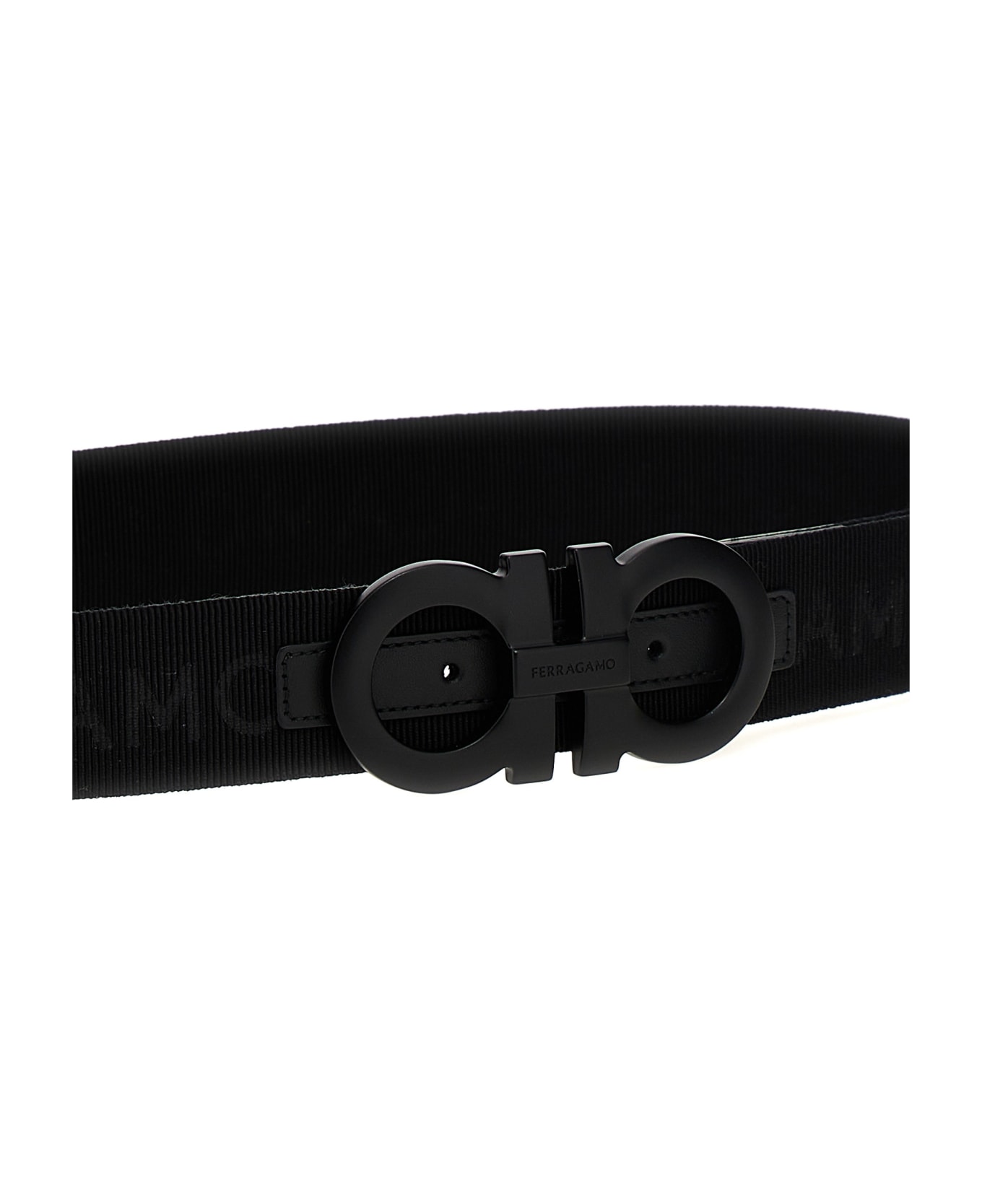 Ferragamo Logo Tape Belt - Black  