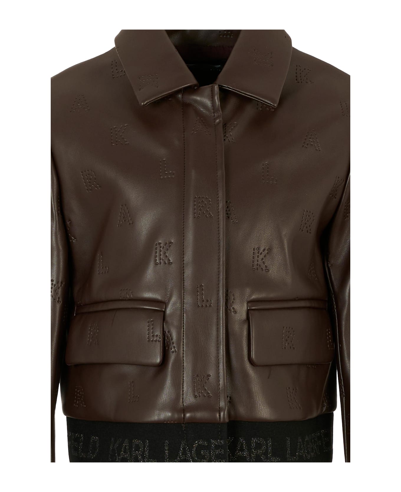 Karl Lagerfeld Kids Brown Jacket For Girl With Logo - Brown