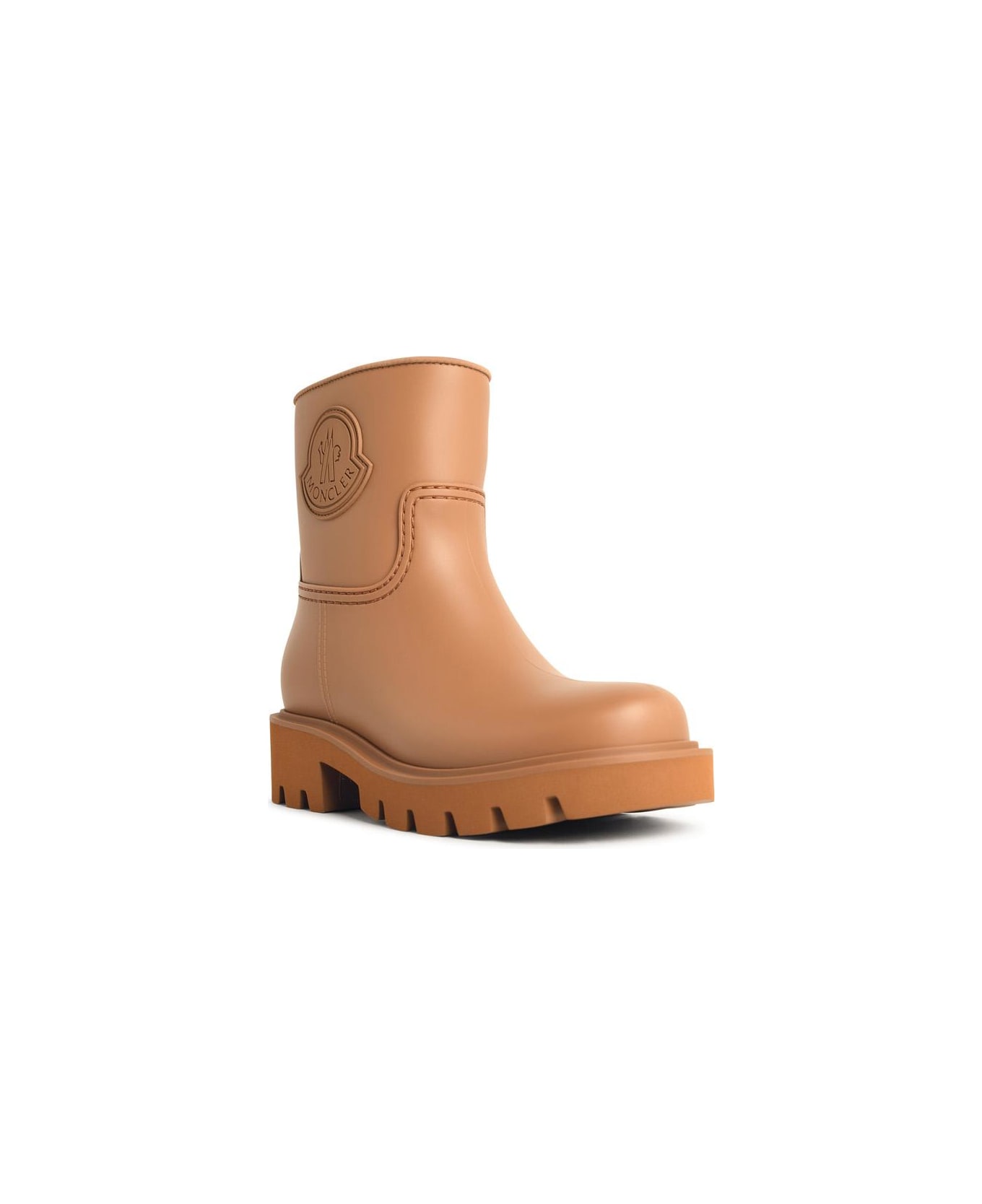 Moncler 'kickstream' Light Brown Pvc Rain Boots - Beige