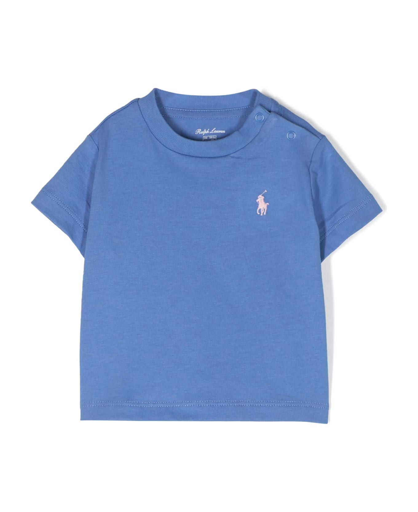 Ralph Lauren Cerulean Blue T-shirt With Pink Pony - Blue Tシャツ＆ポロシャツ