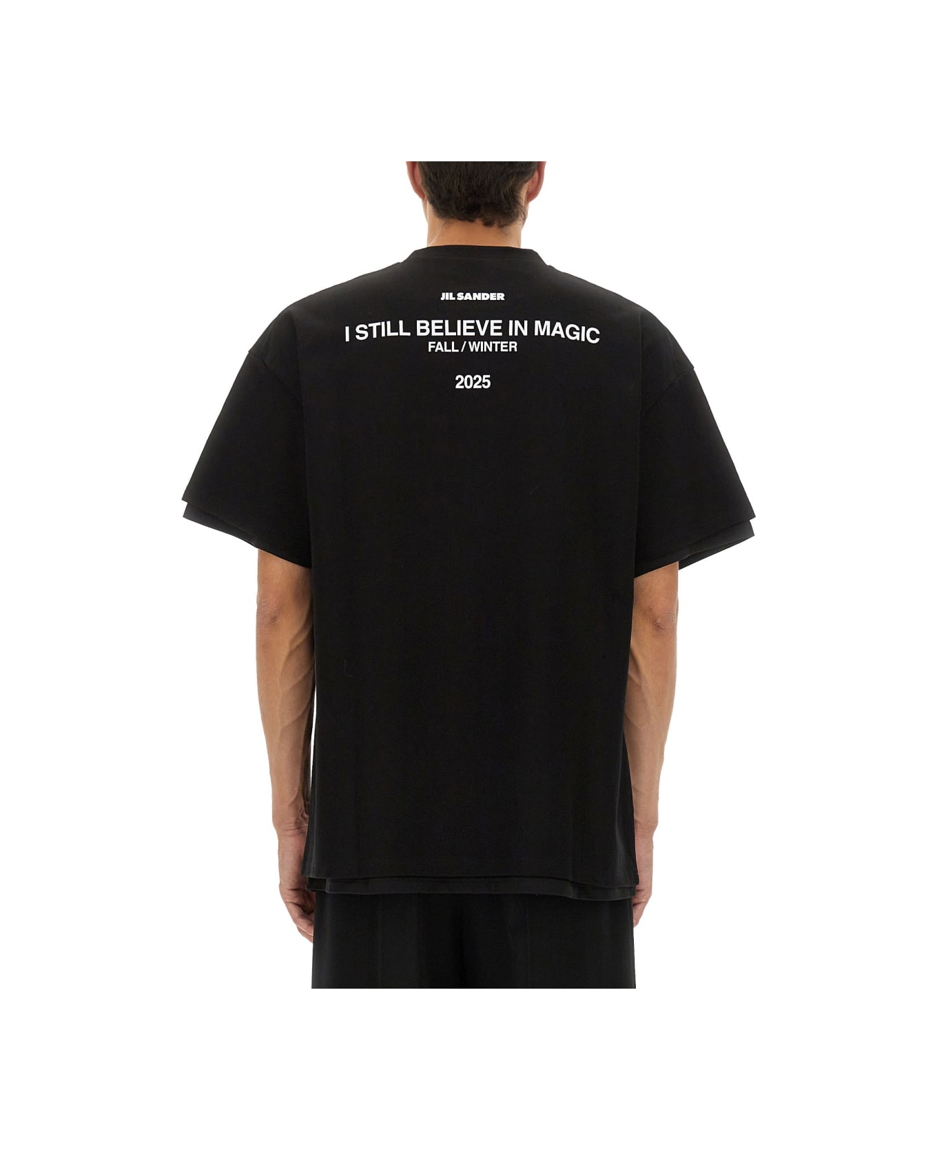 Jil Sander Double Layer Cotton T-shirt - BLACK