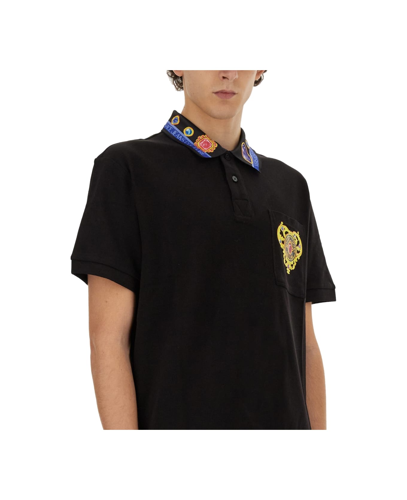 Versace Jeans Couture Polo 'heart' - BLACK ポロシャツ