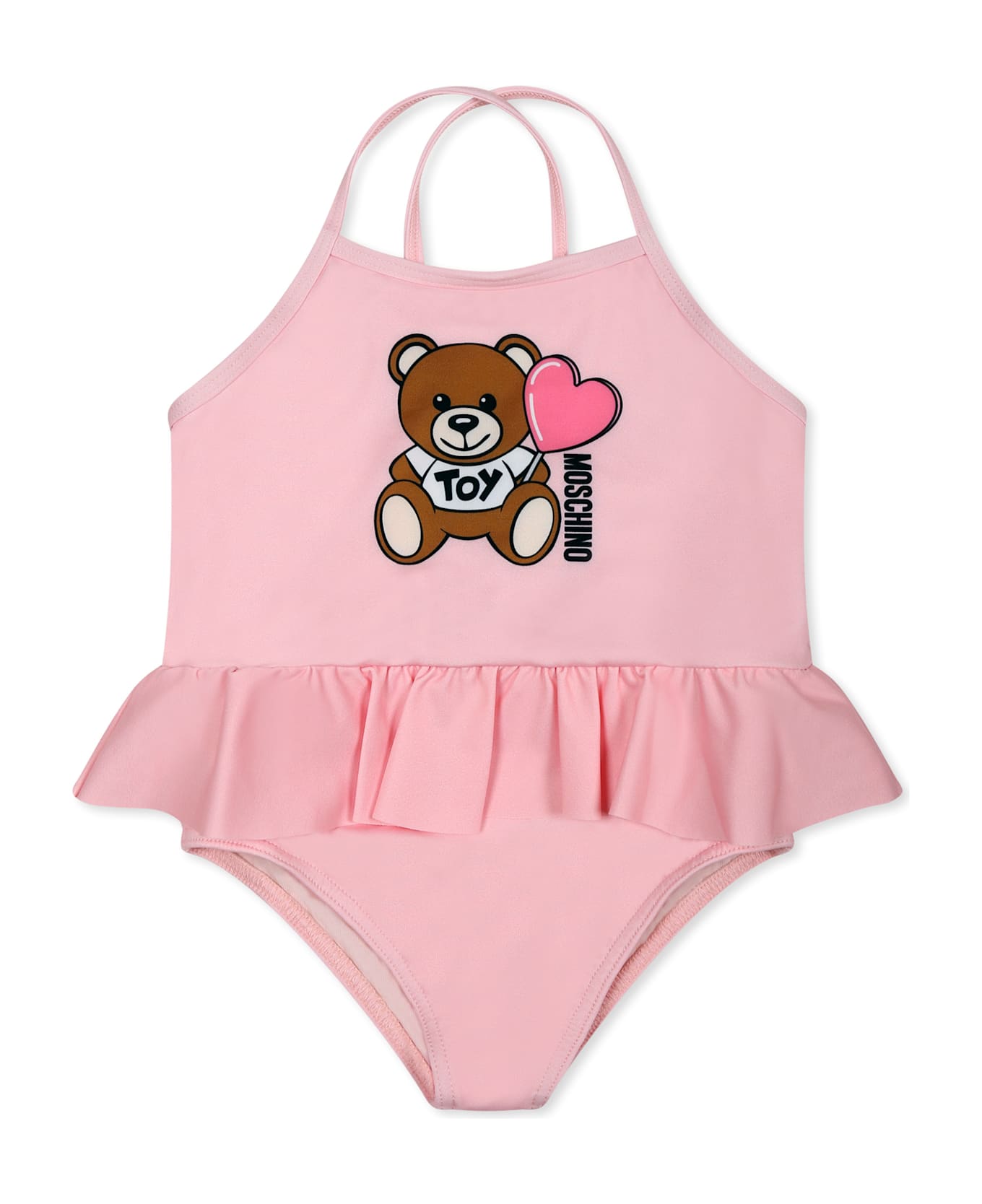 Moschino Pink One-piece Swimsuit For Baby Girl With Teddy Bear - Pink
