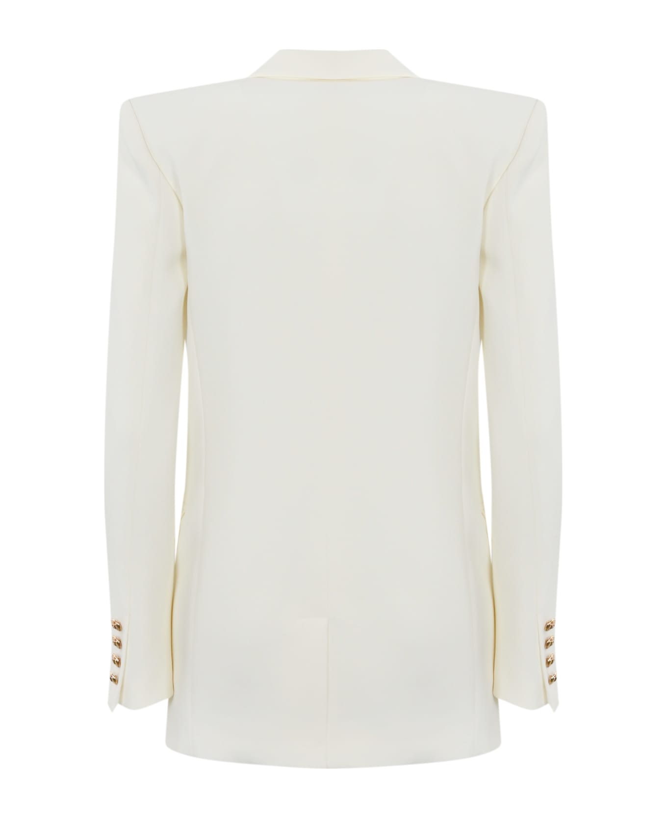 Elisabetta Franchi Double-breasted Crepe Jacket With Golden Buttons - Avorio
