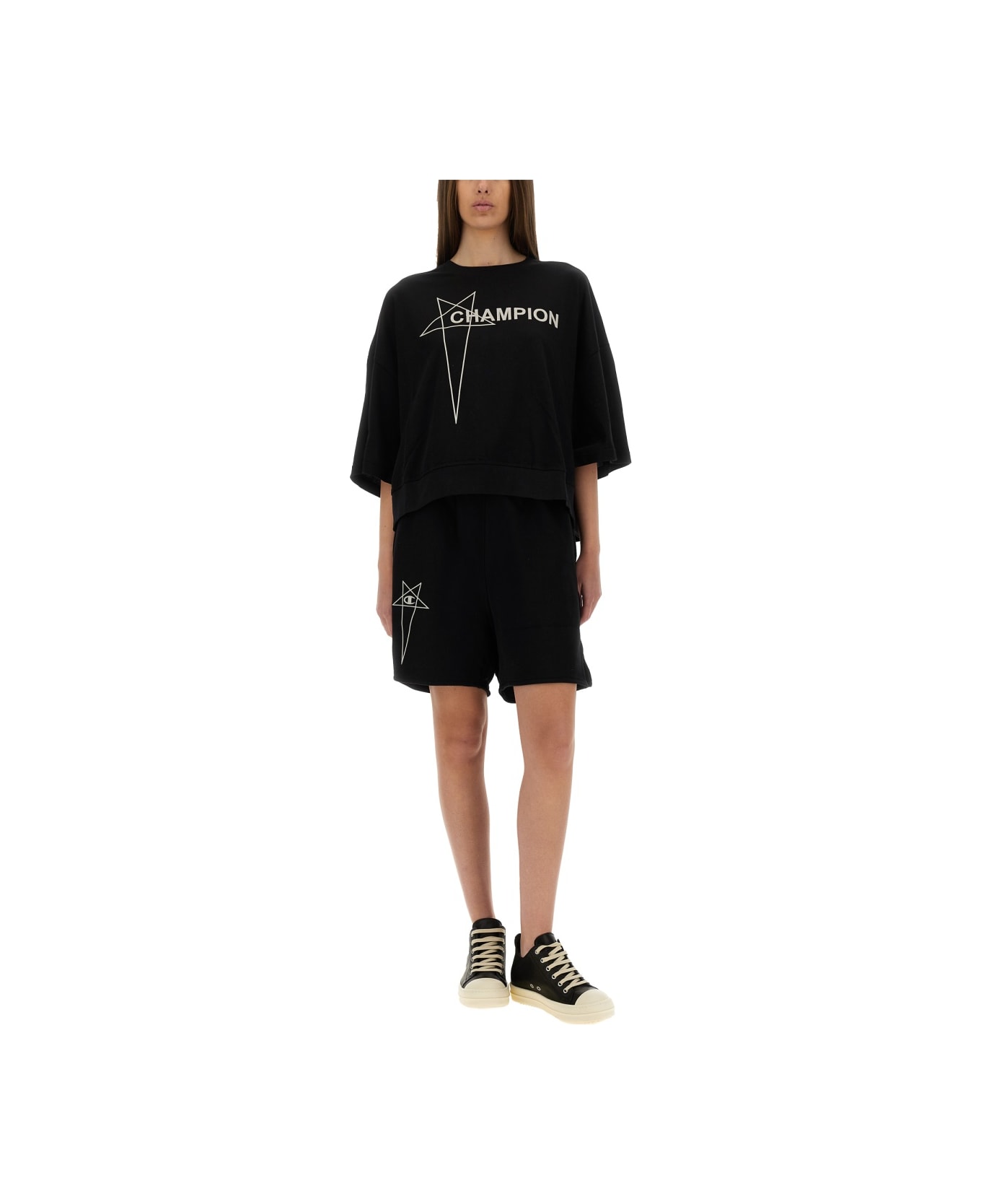 Rick Owens x Champion Cropped "tommy T" T-shirt - BLACK